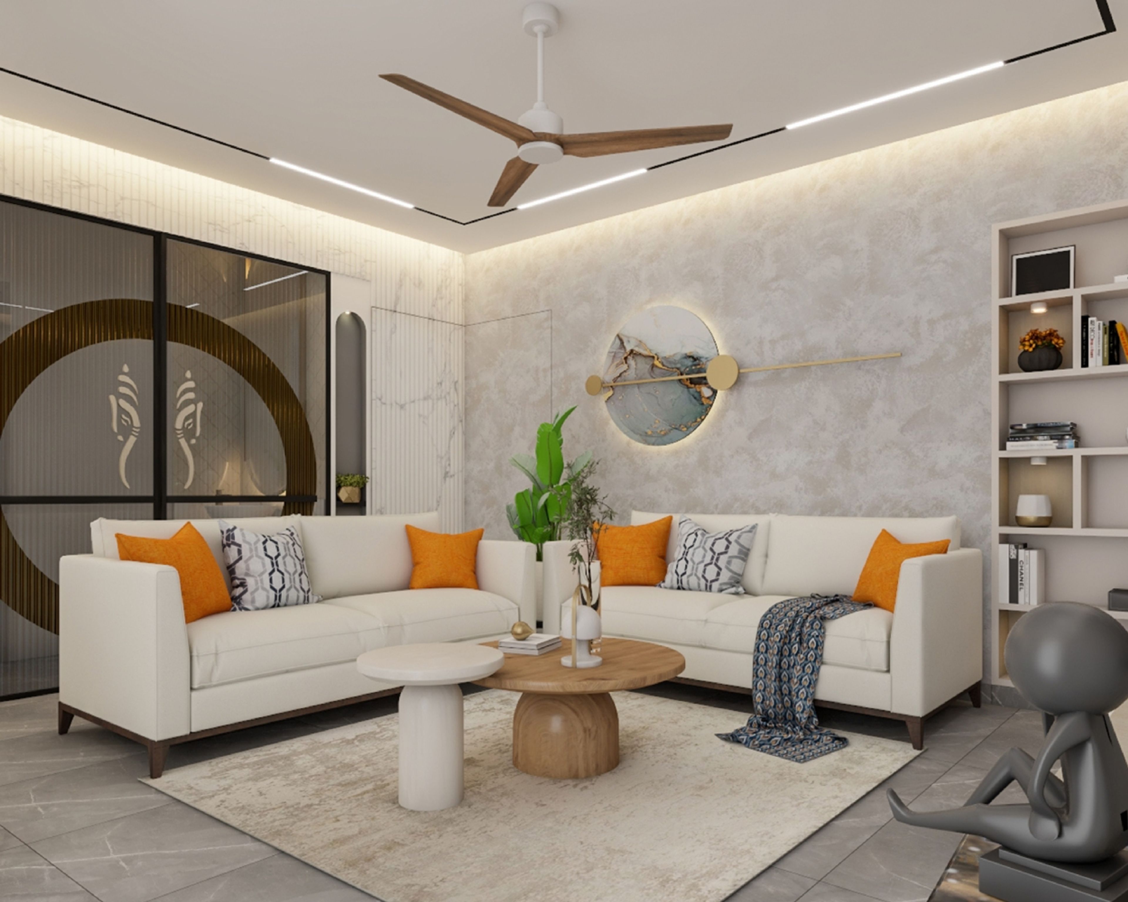 Contemporary Single-Layered POP False Ceiling Design With Track Lighting