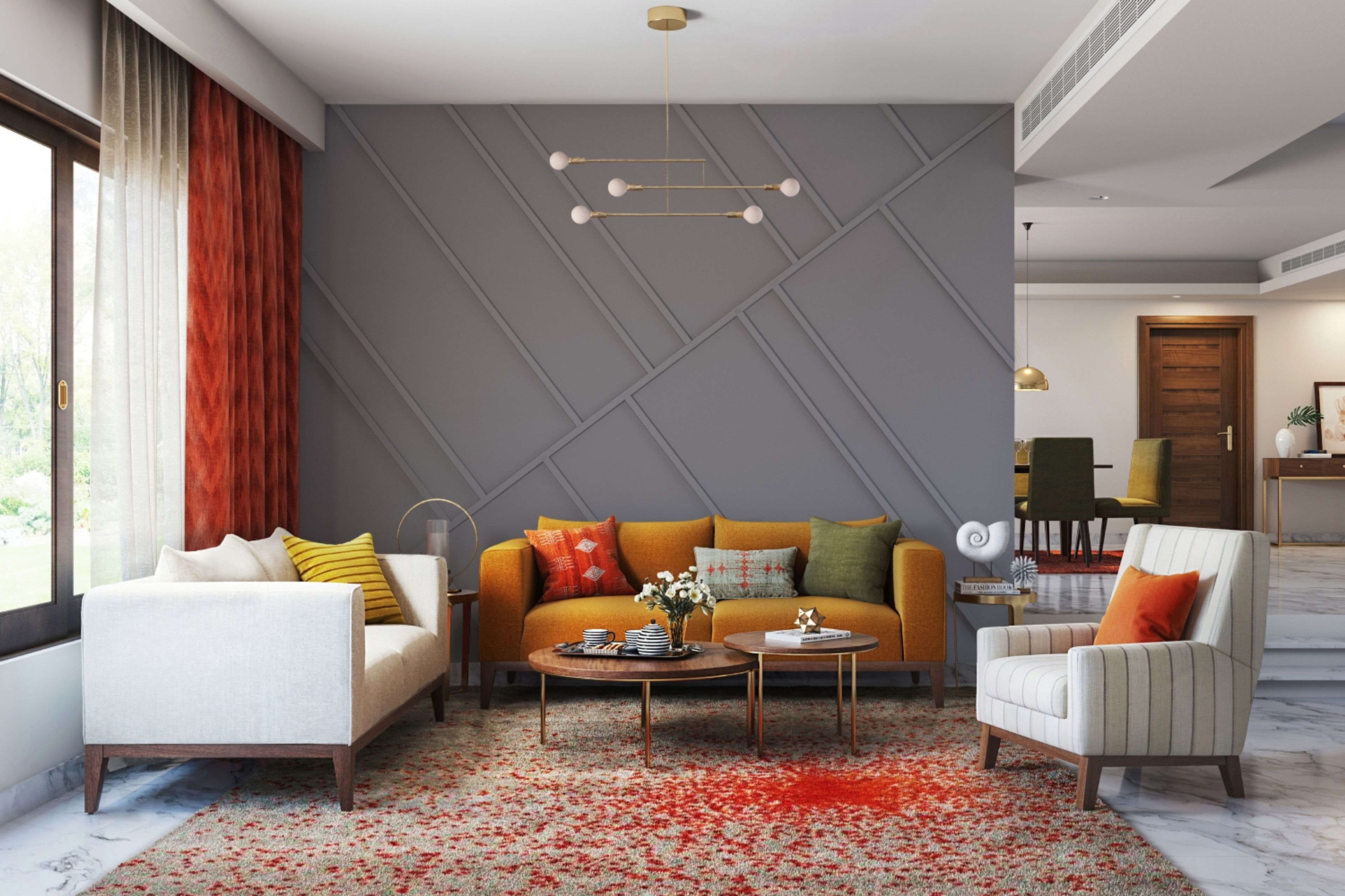 Living Room Design with Mustard Yellow Sofa