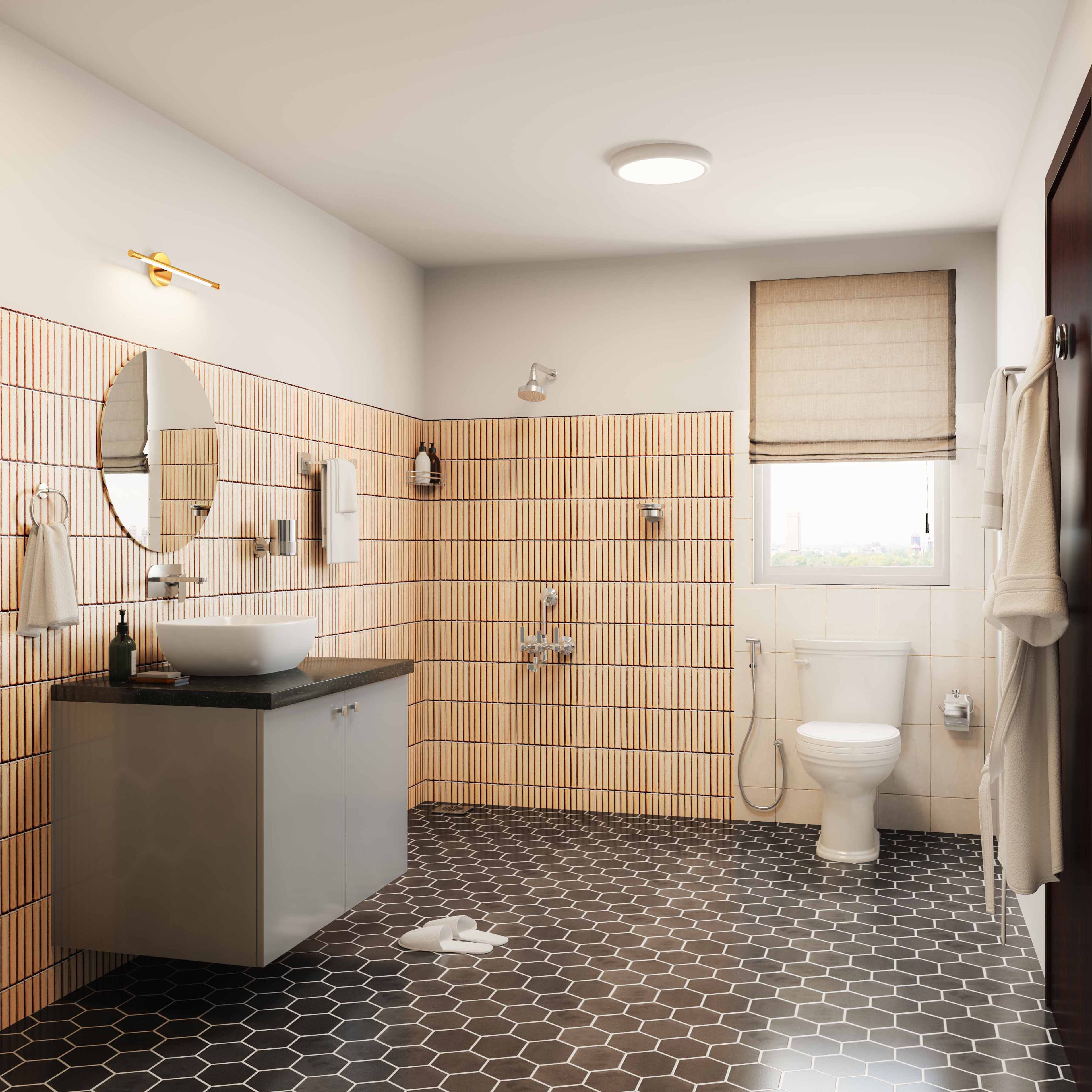 Ceramic Matte Beige Tile Design in Kit Kat Pattern