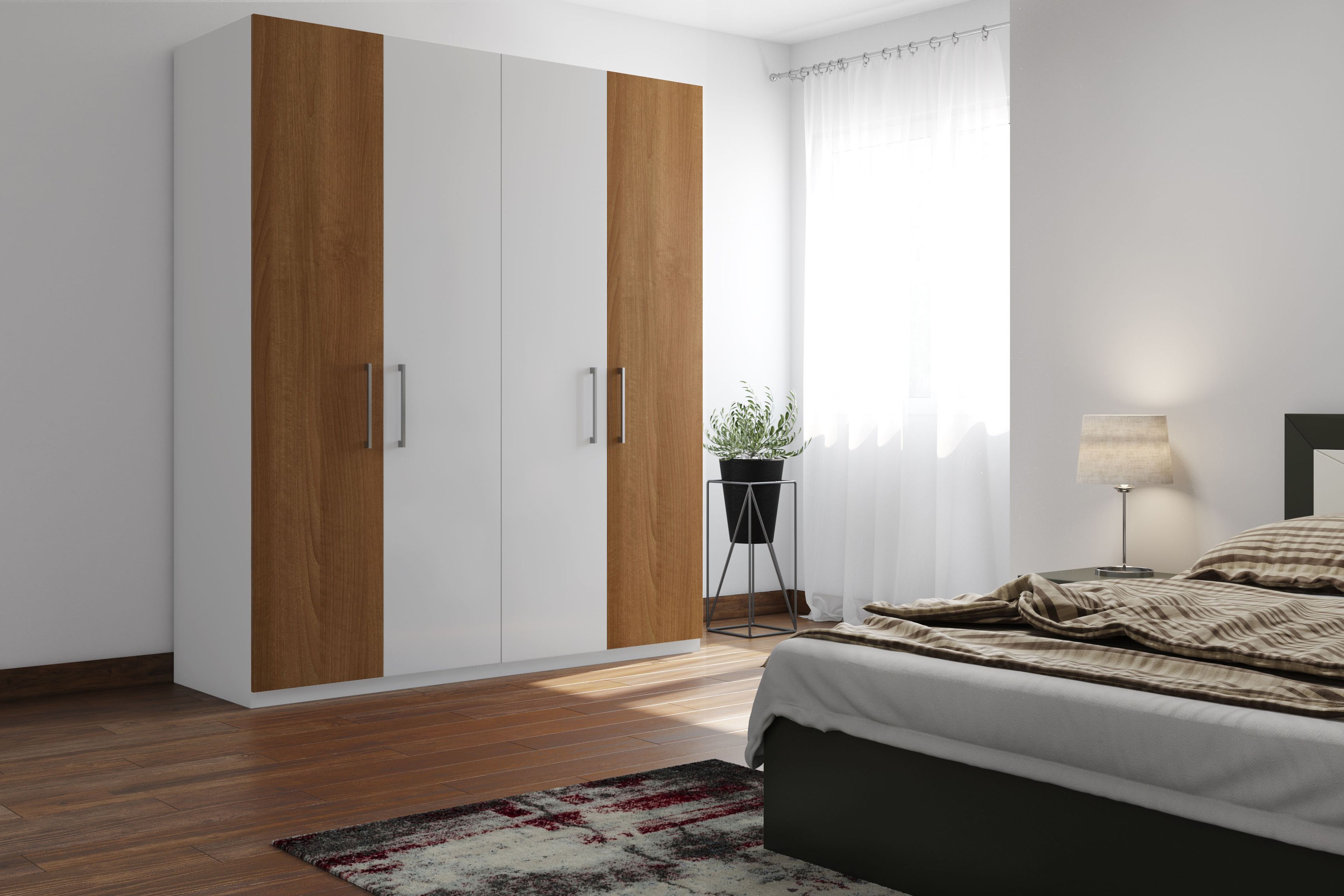 Modern and Compact 4-Door Swing Wardrobe Design