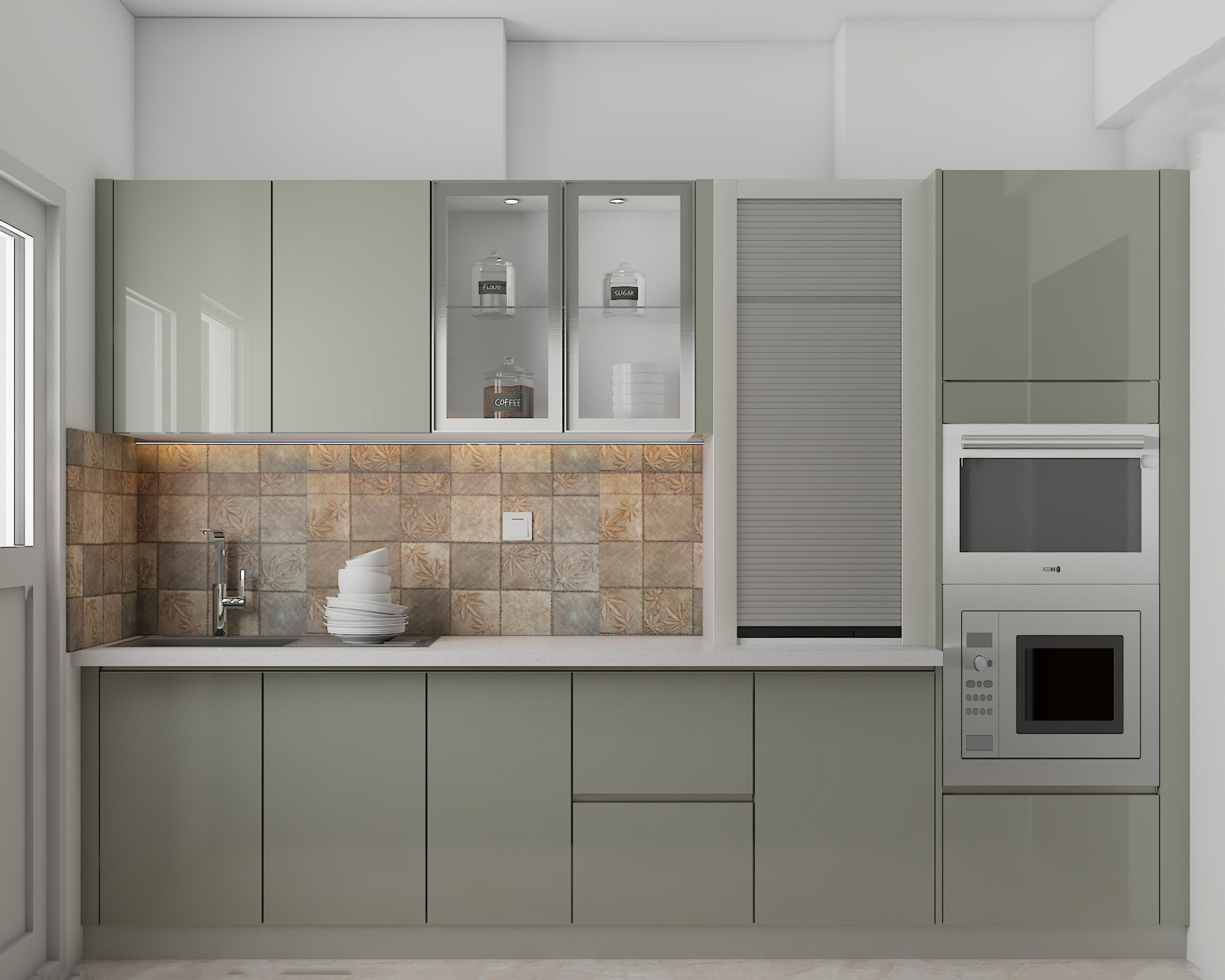 Parallel Kitchen Design With Tall Unit
