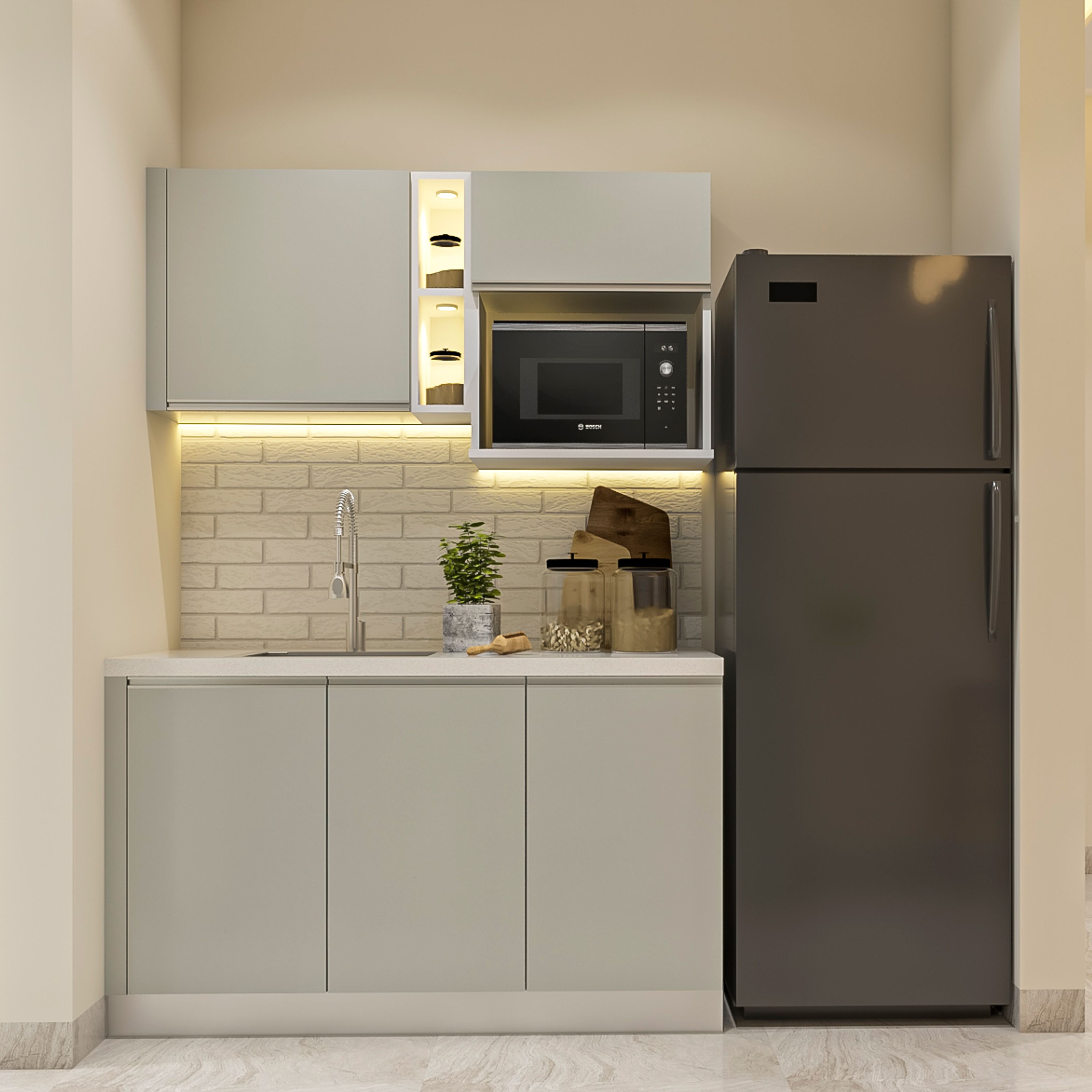 Parallel Kitchen Design With Under-Cabinet Lighting