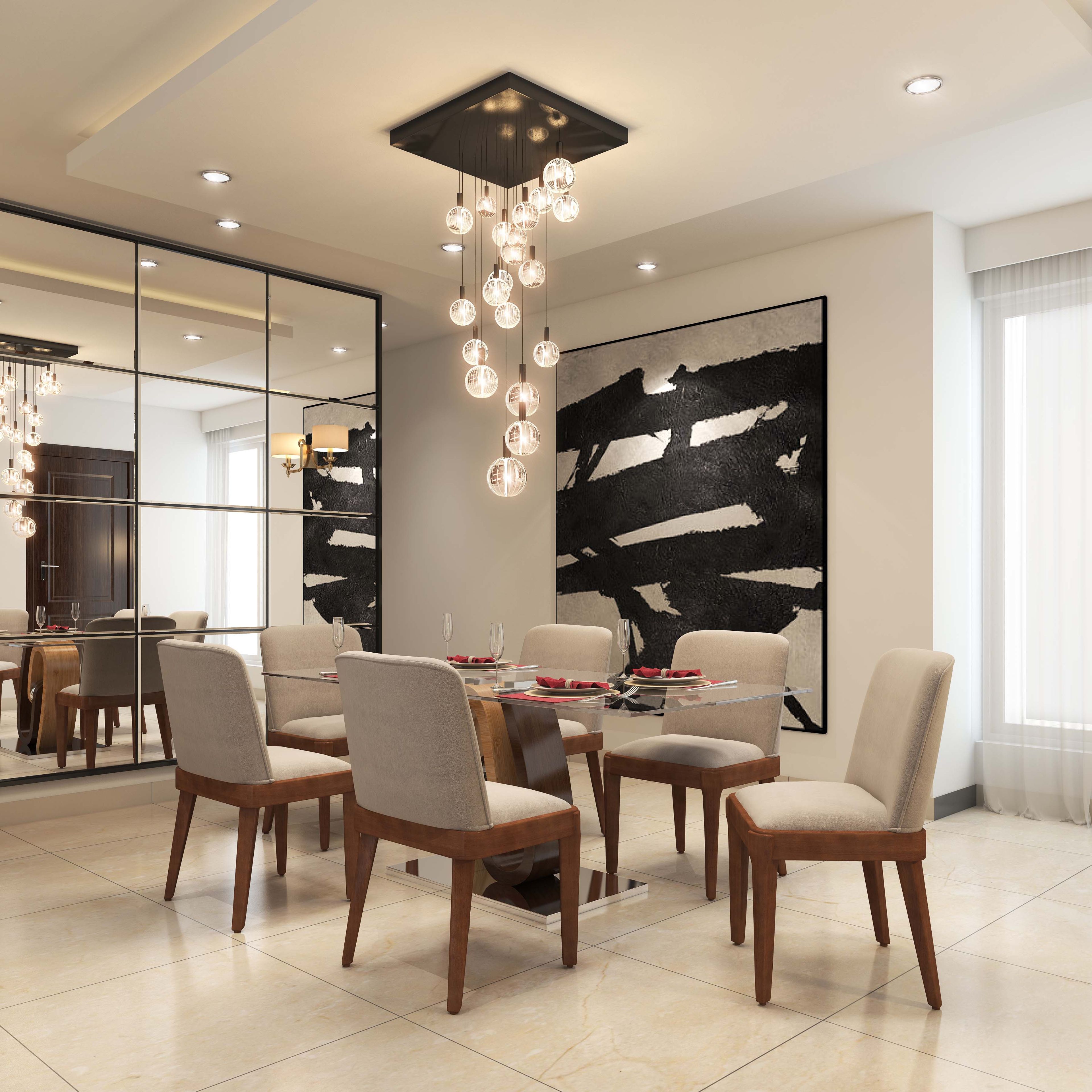Modern Suspended Gypsum False Ceiling Design For Dining Rooms