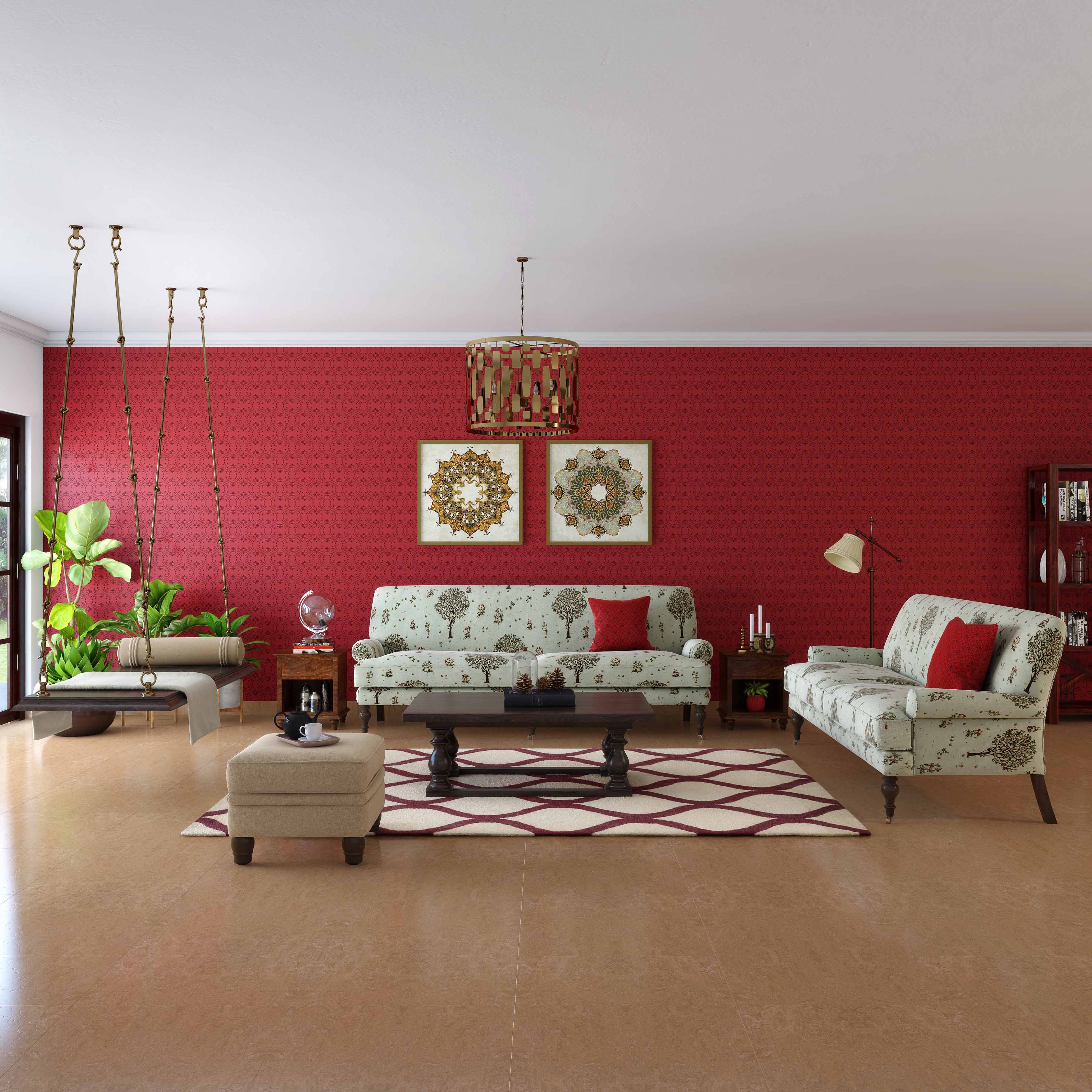 Modern Brown Textured Rectangle Floor Tiles - 450x450 mm - Livspace