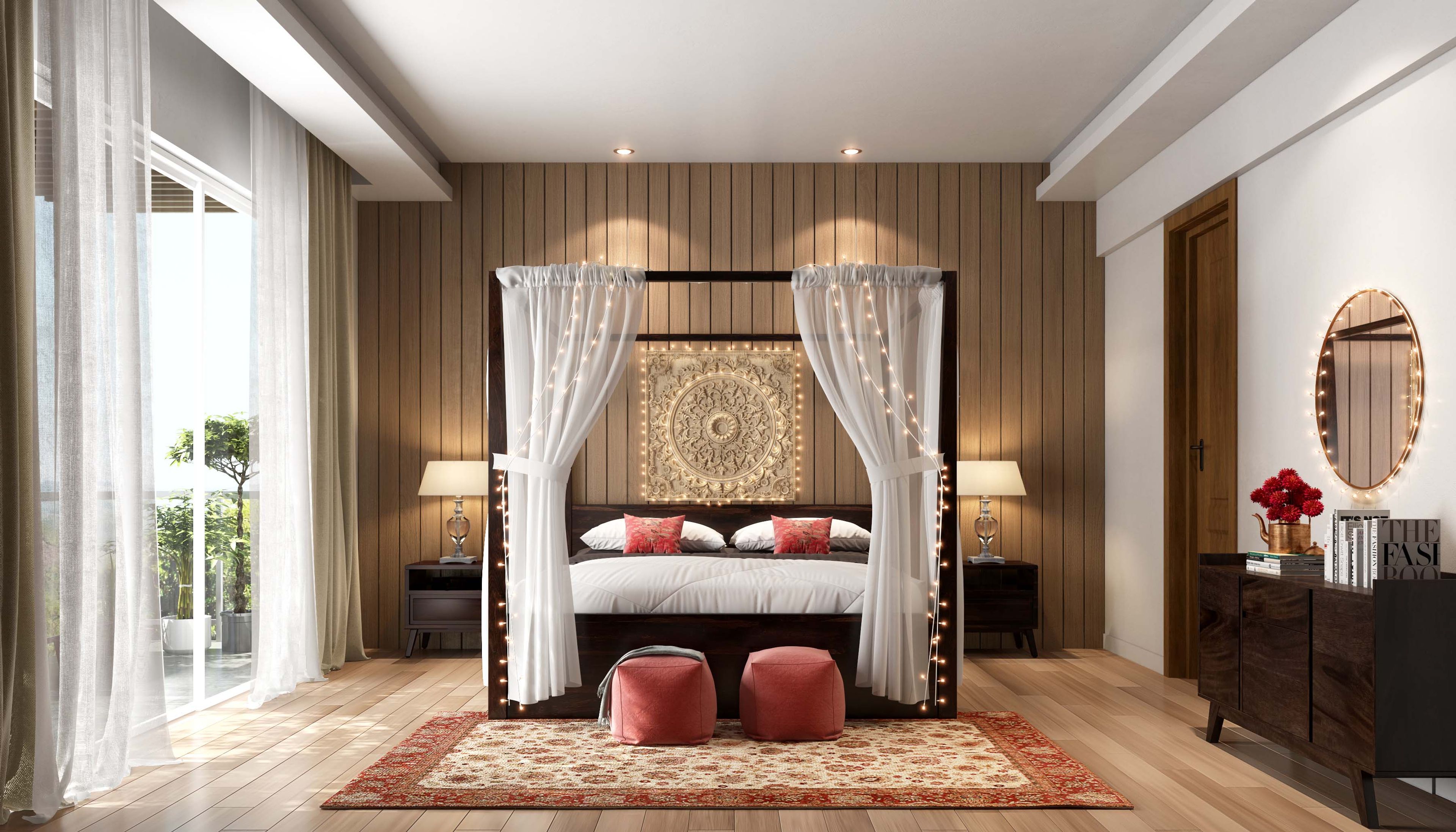 Indian Traditional Style Canopy Bed Master Bedroom Design