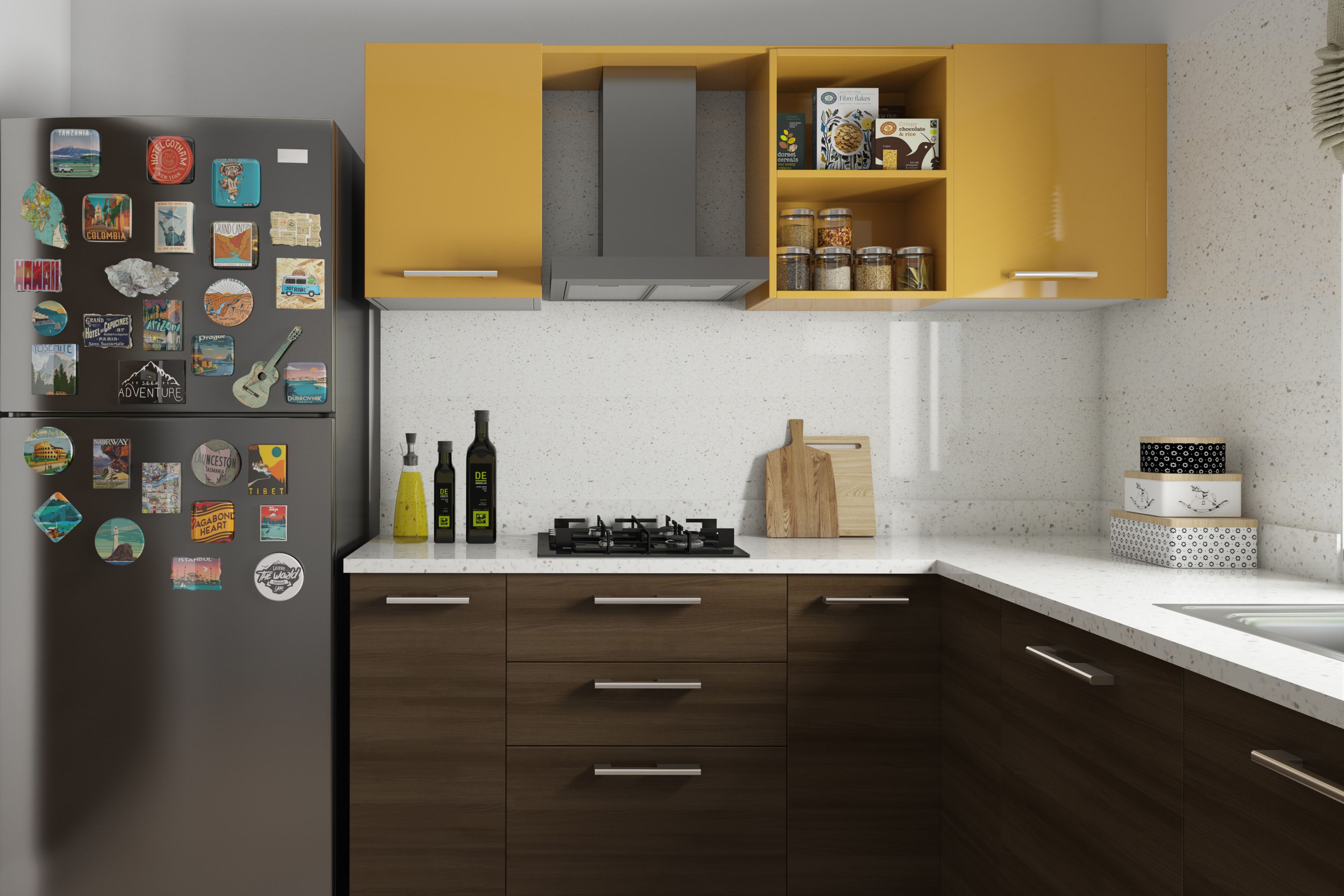 Classic Glossy White Kitchen Tile Design