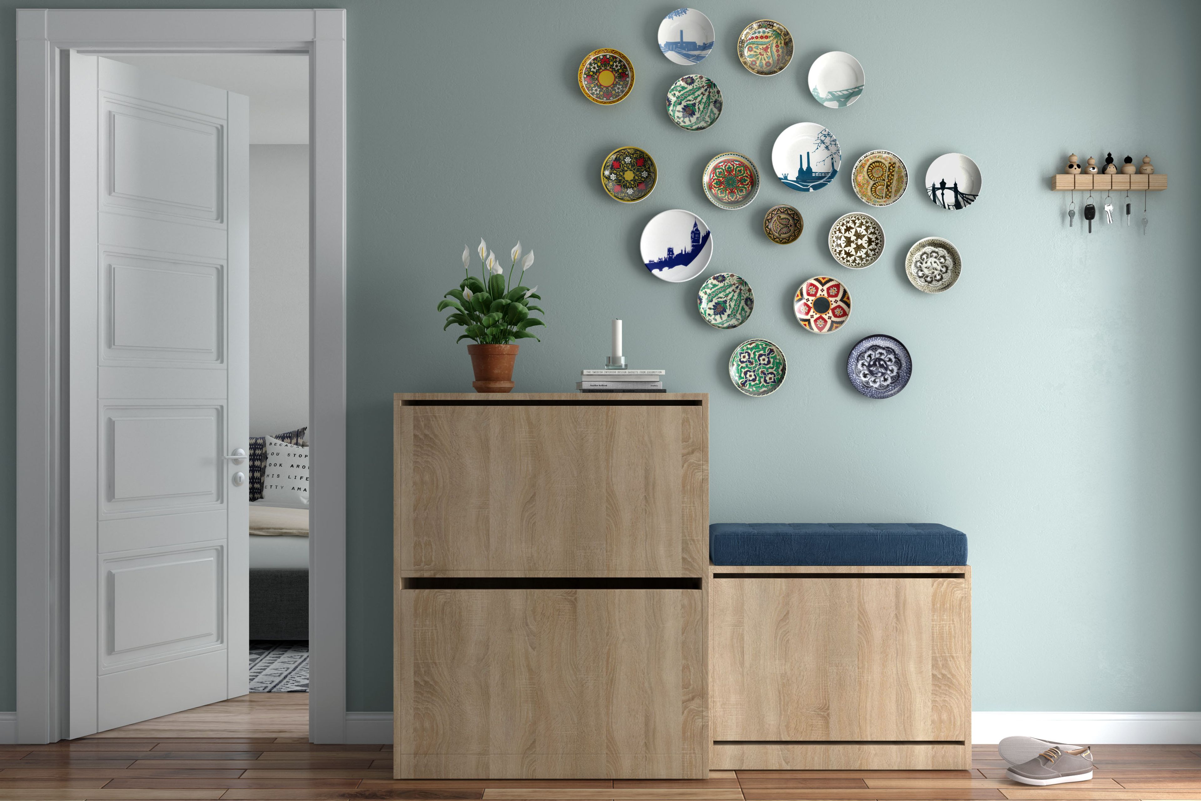 Contemporary Greyish-Blue Wall Paint Design