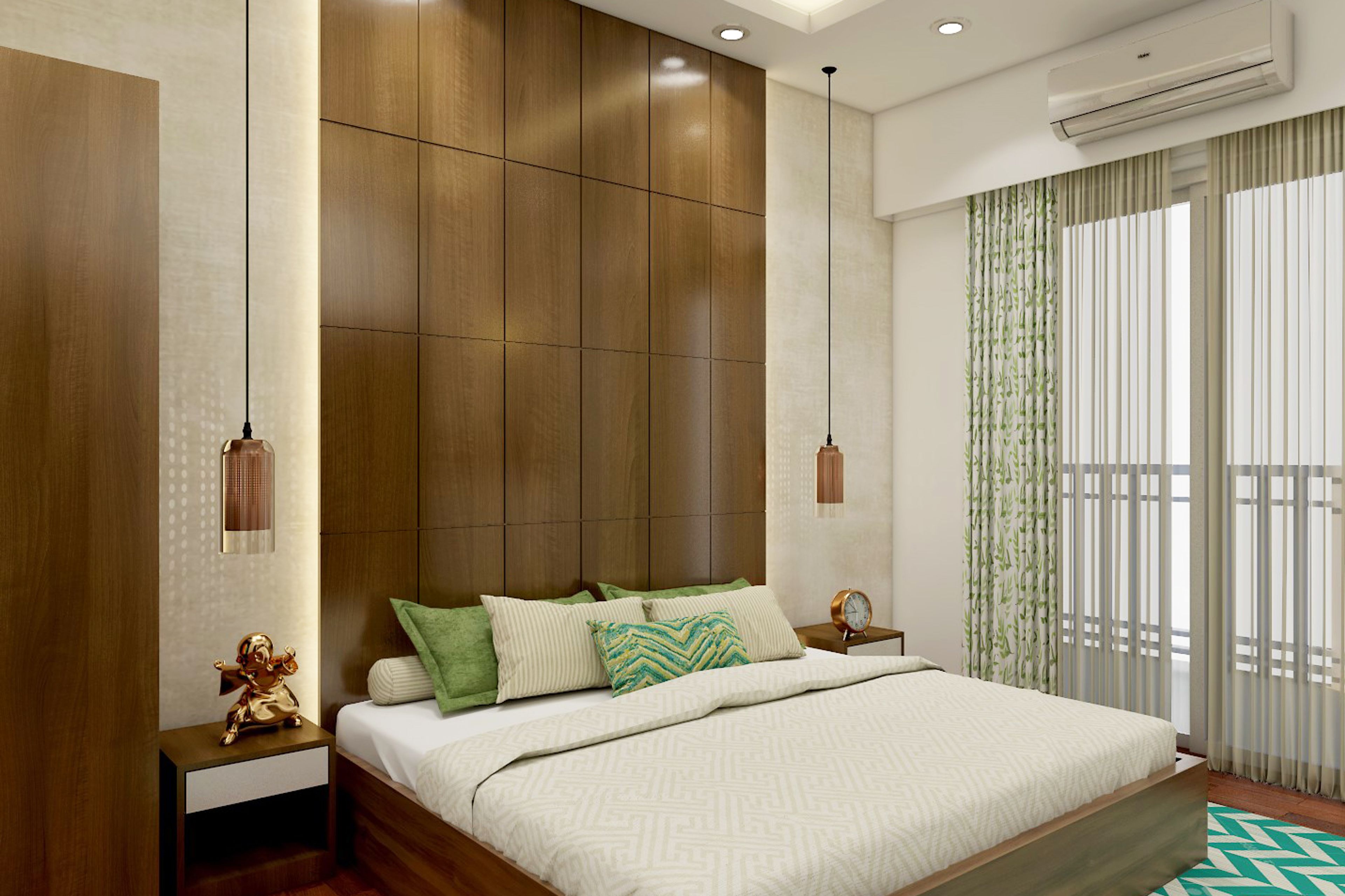 Rustic Wooden Bedroom Wall Design With Panelling