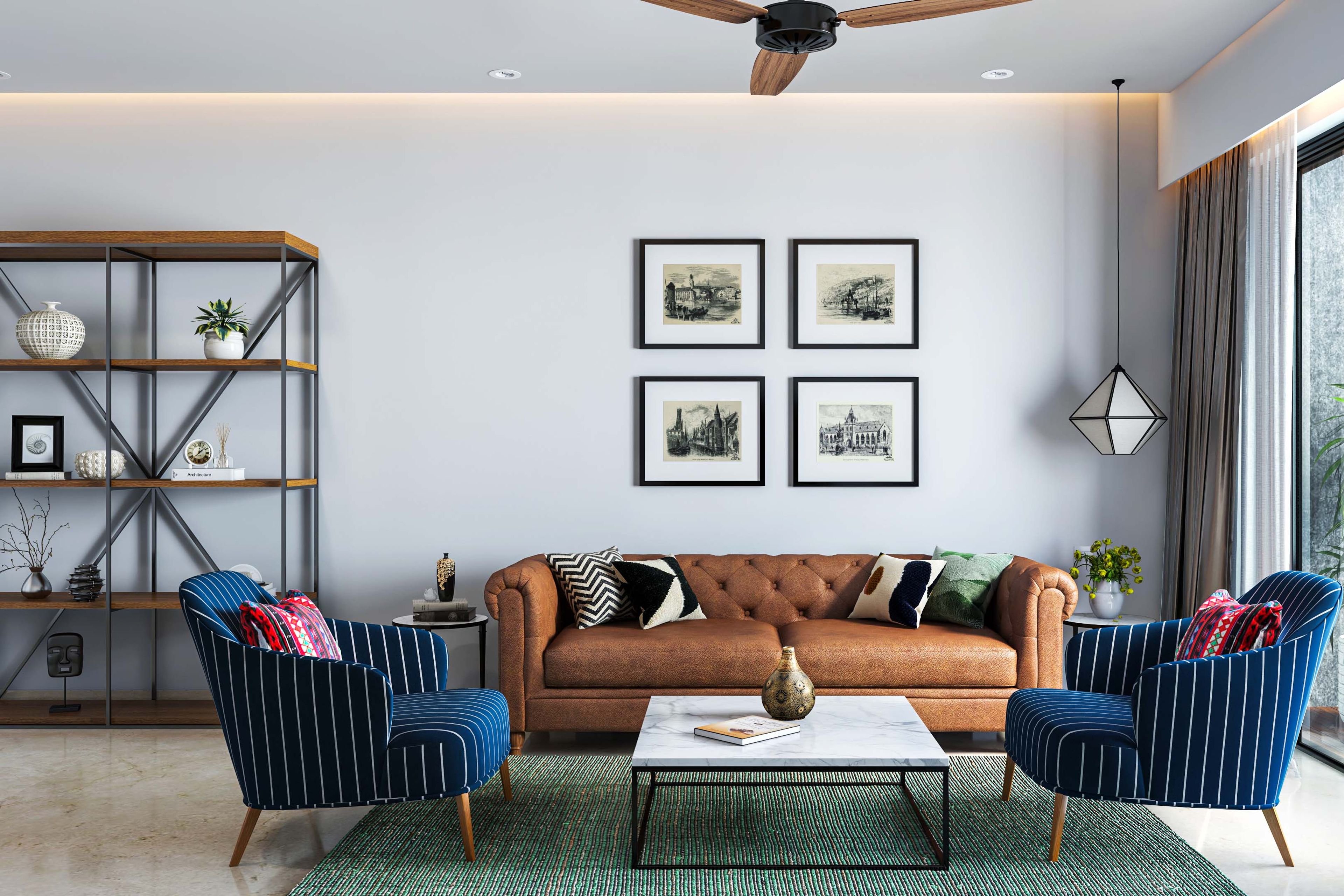 Contemporary White Living Room Wall Paint Design