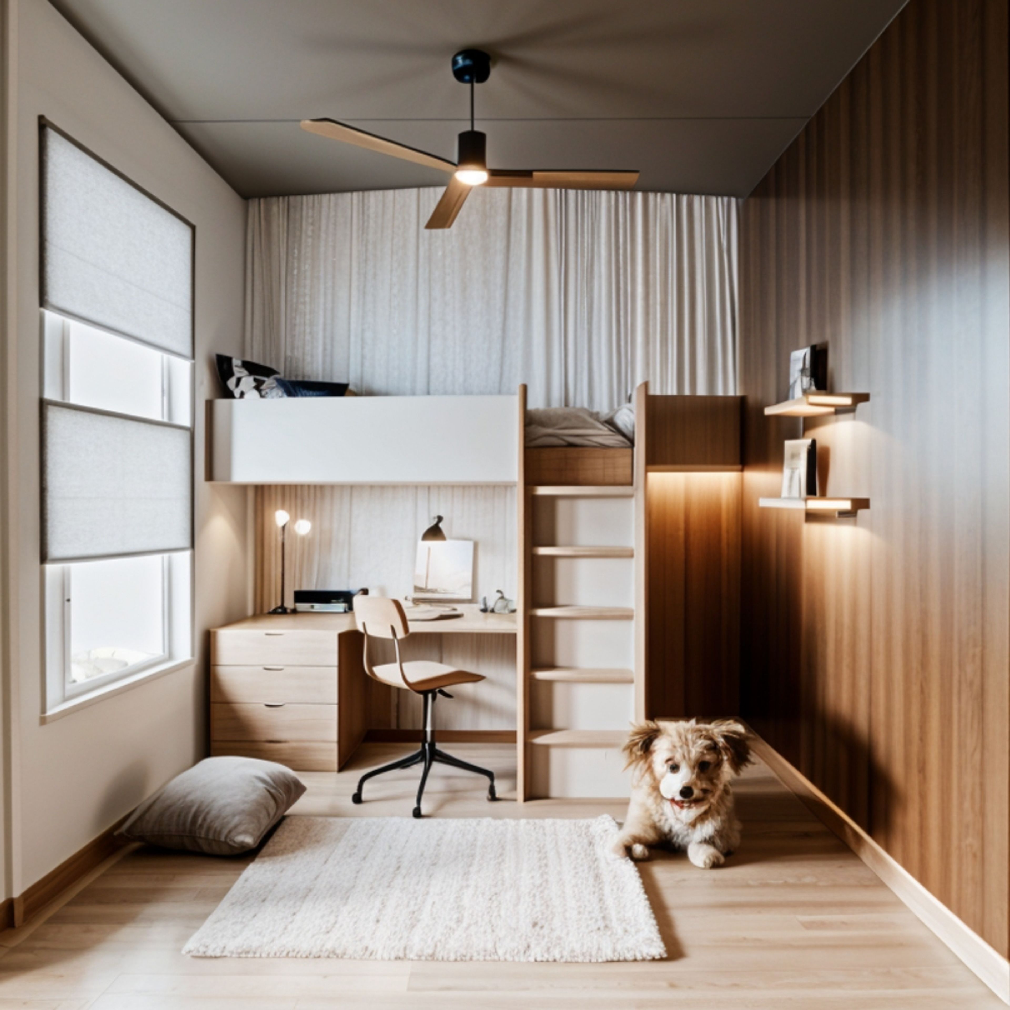 Space Saving Design Loft Bed with Integrated Study Table