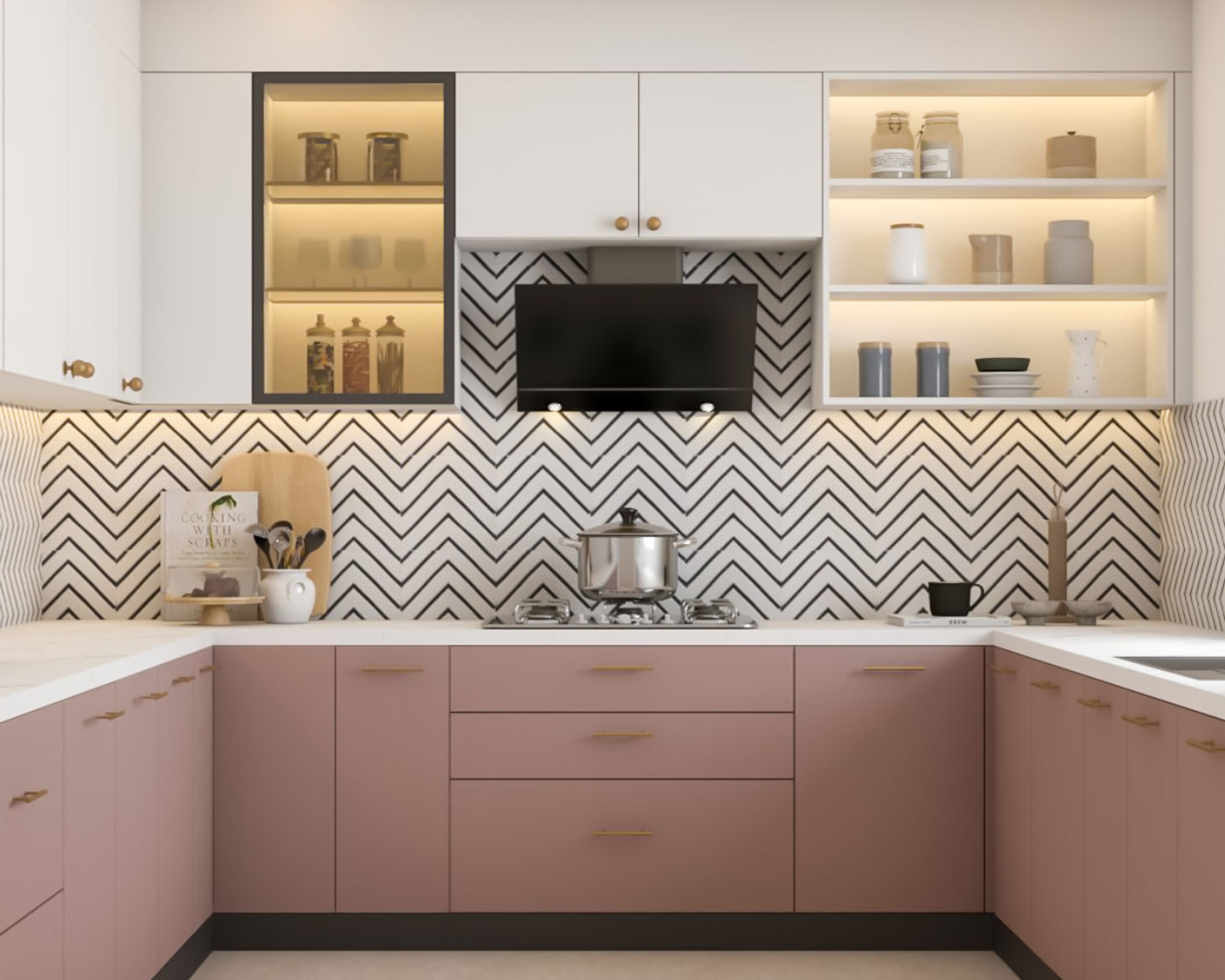 Modern Black And White Square Kitchen Tile Design