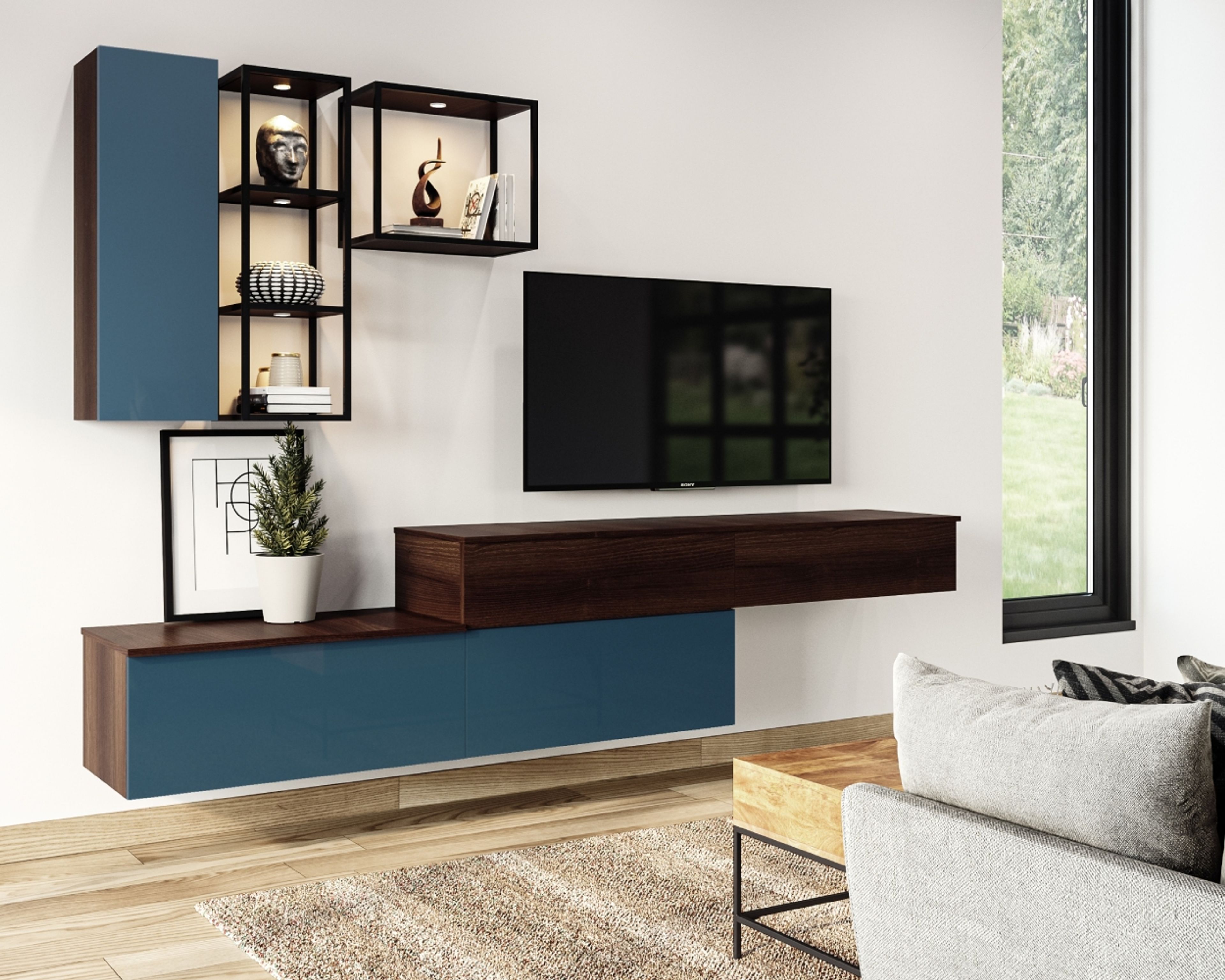 Stylish Shore and Tawny Modern TV Unit Design