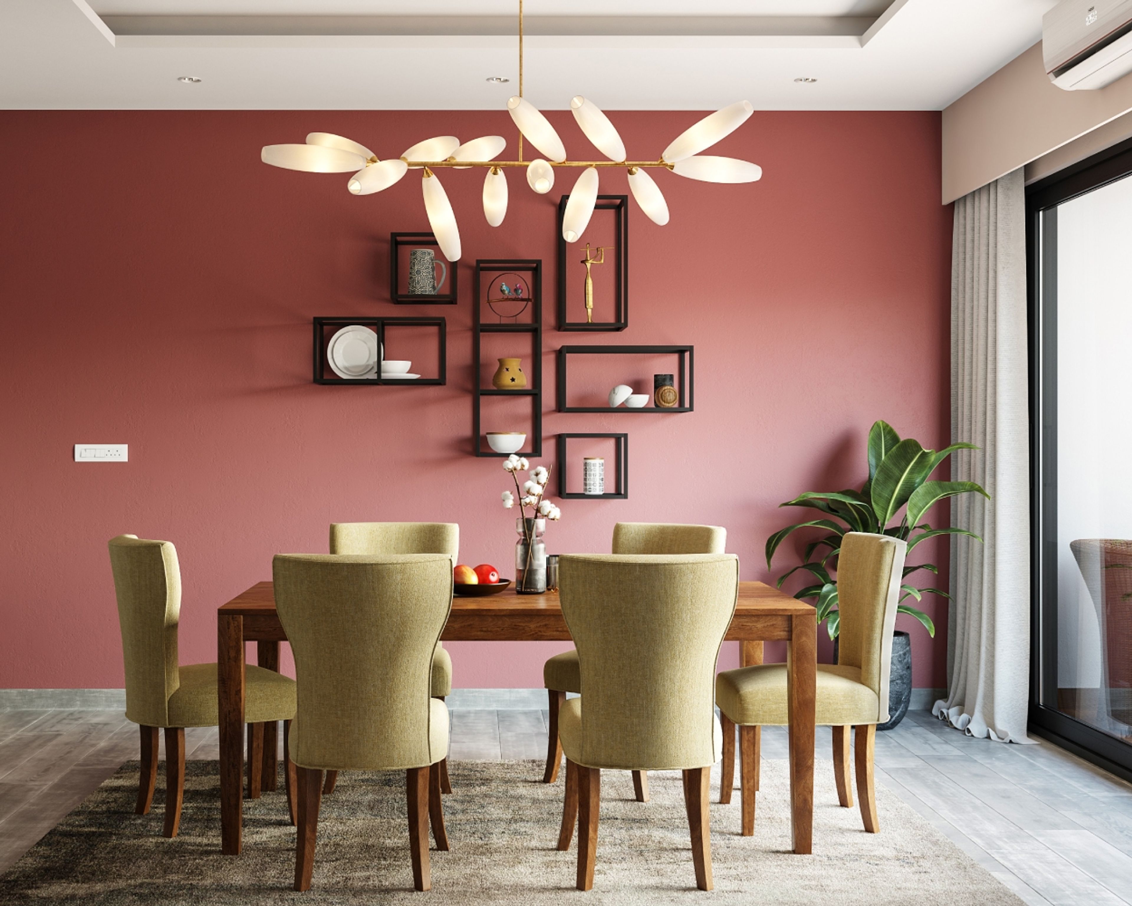 Contemporary Peach Dining Room Wall Paint Design