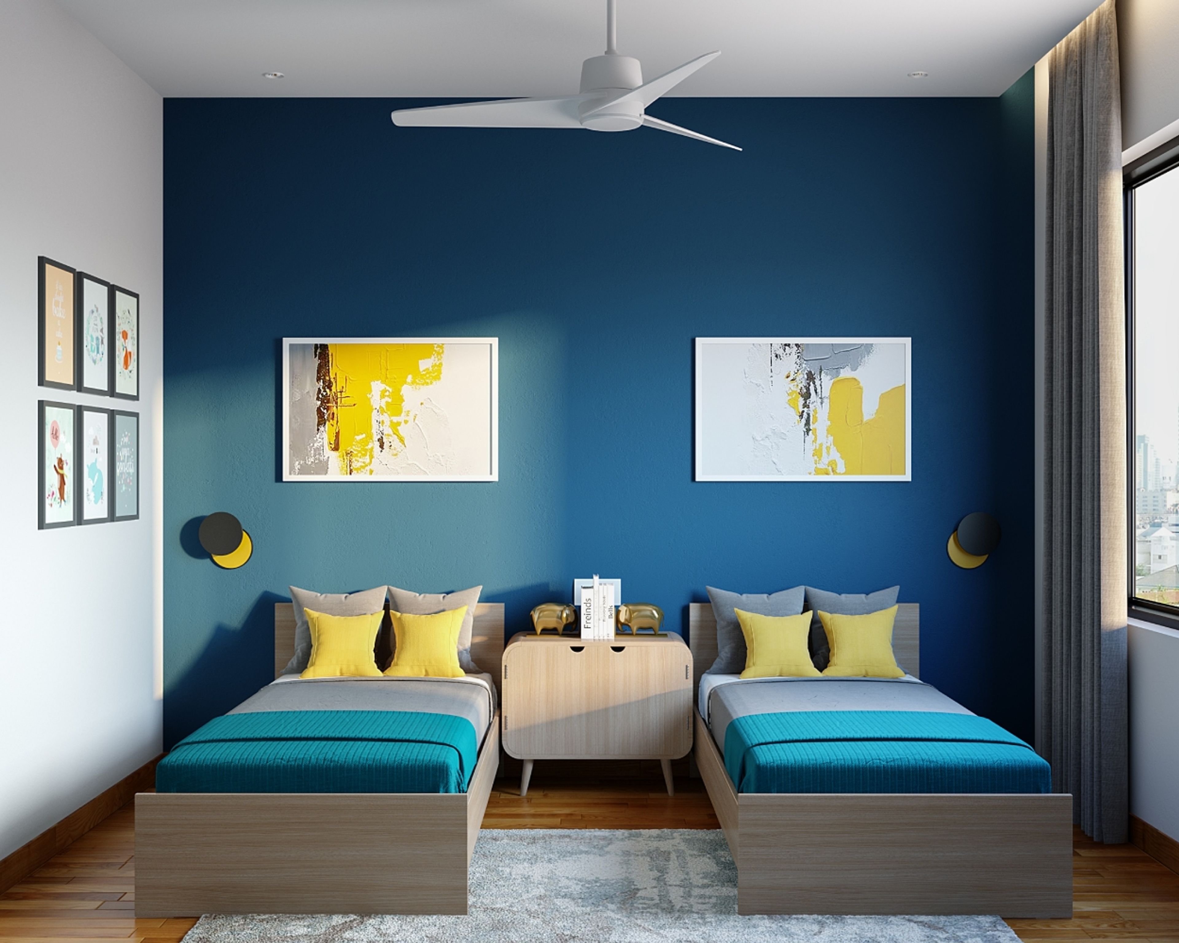 Modern Blue Kids Bedroom Wall Paint Design