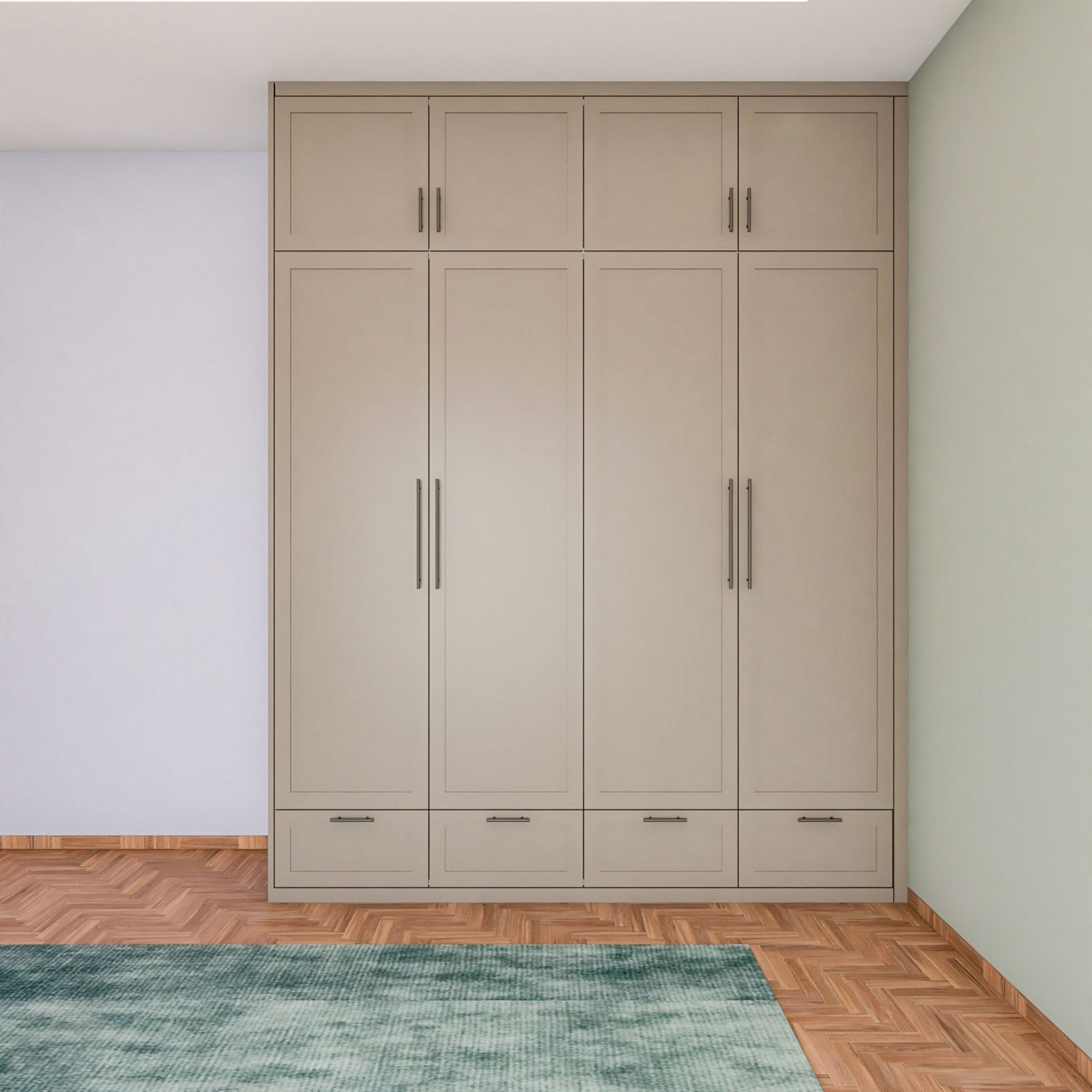 Modern 4-Door Swing Wardrobe Design In Light Beige