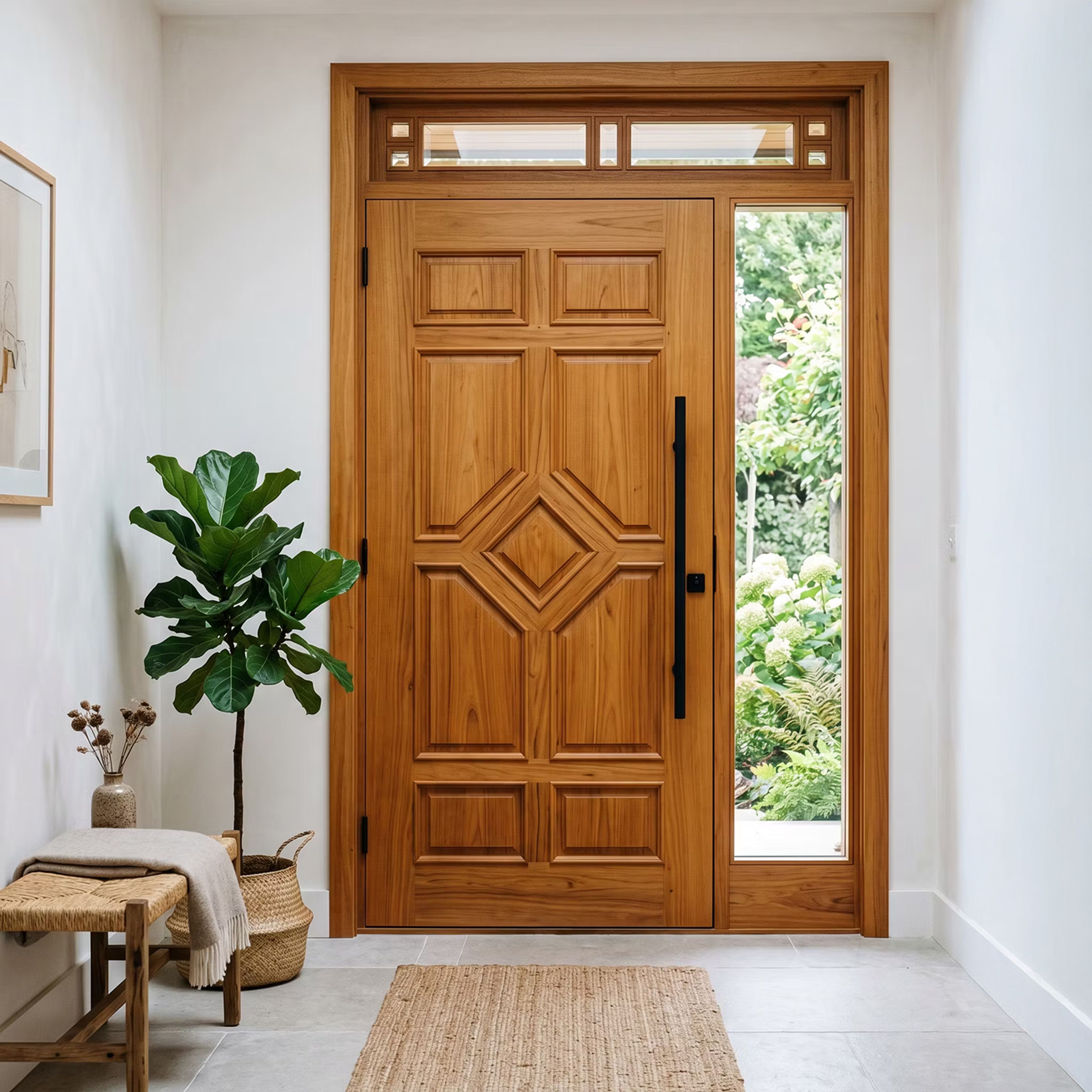Modern Door Design with Matte Finish Single Swing Entrance