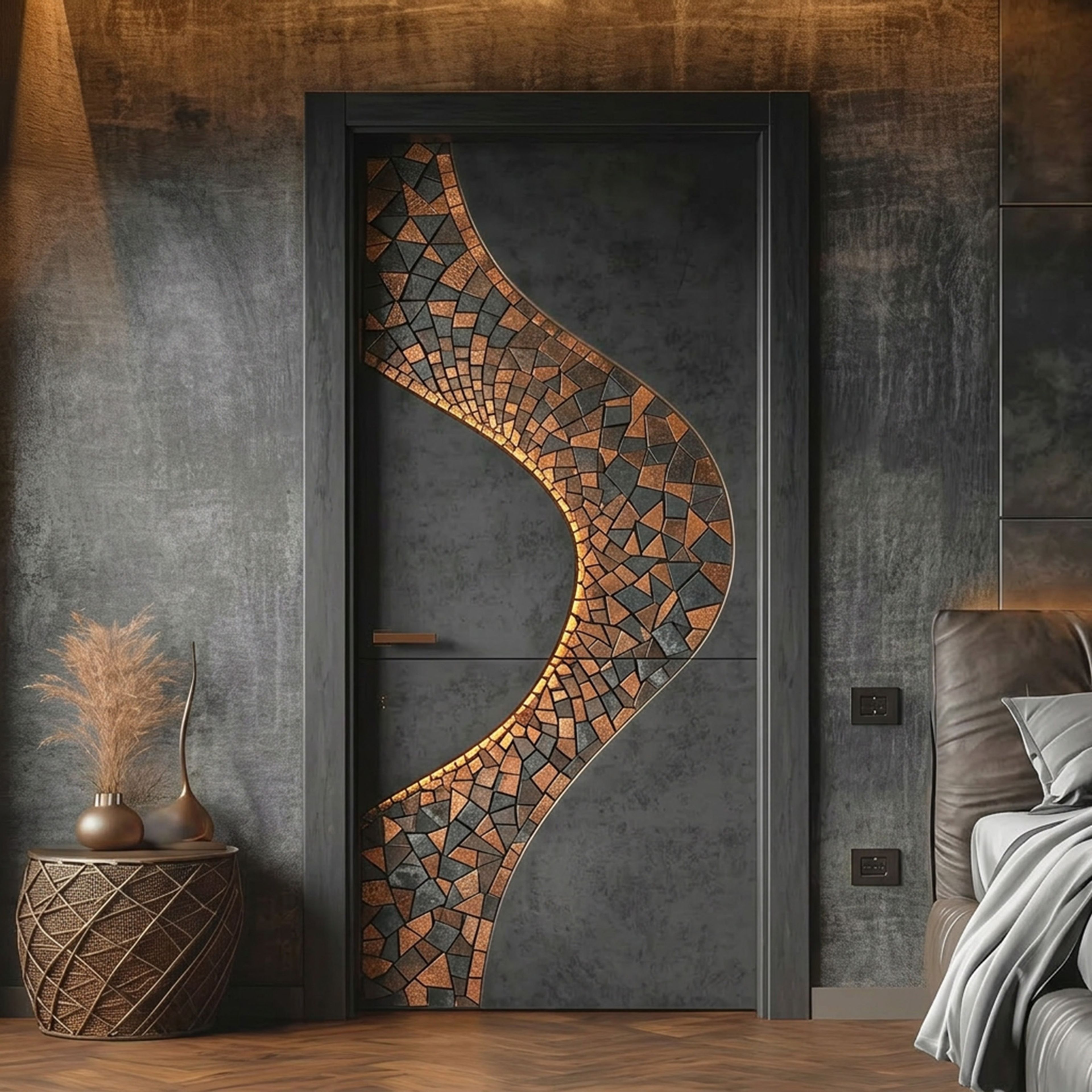 Eclectic Door Design with Swing Single Bedroom Entrance Matte Finish