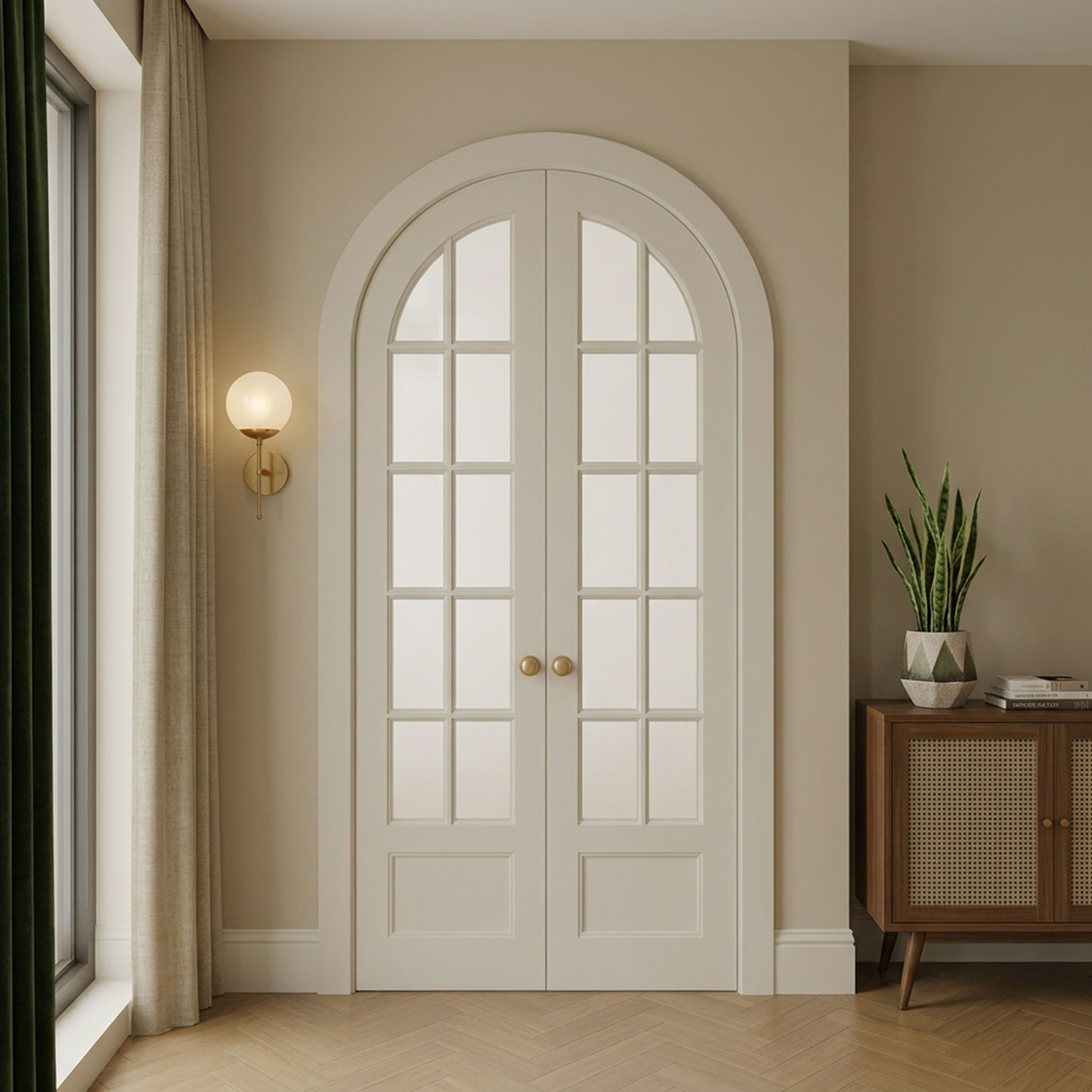 Double Swing Classic Door Design withTimeless Matte Entrance Door Setup