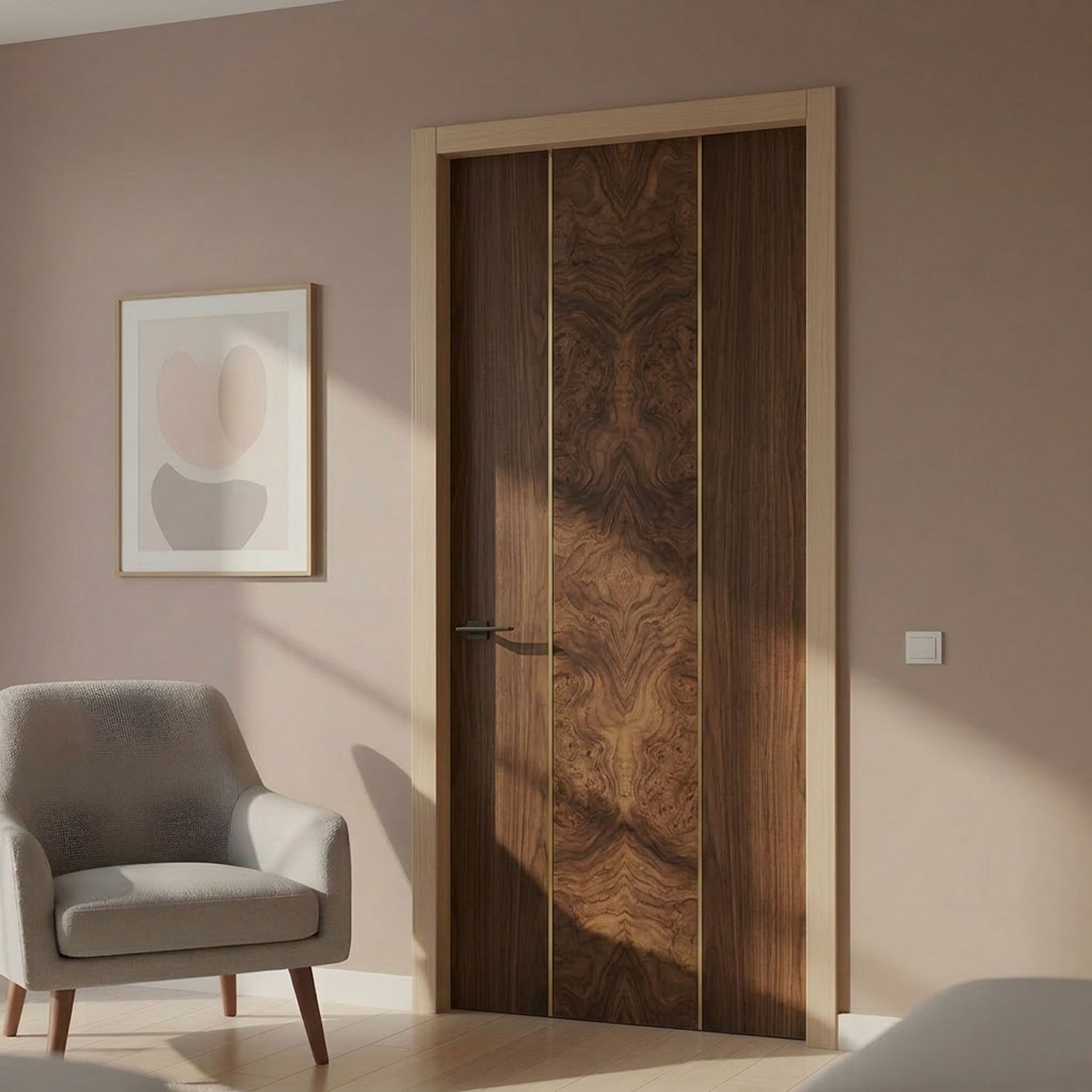 Contemporary Bedroom Door Design Matte Finish with Single Swing Door Style