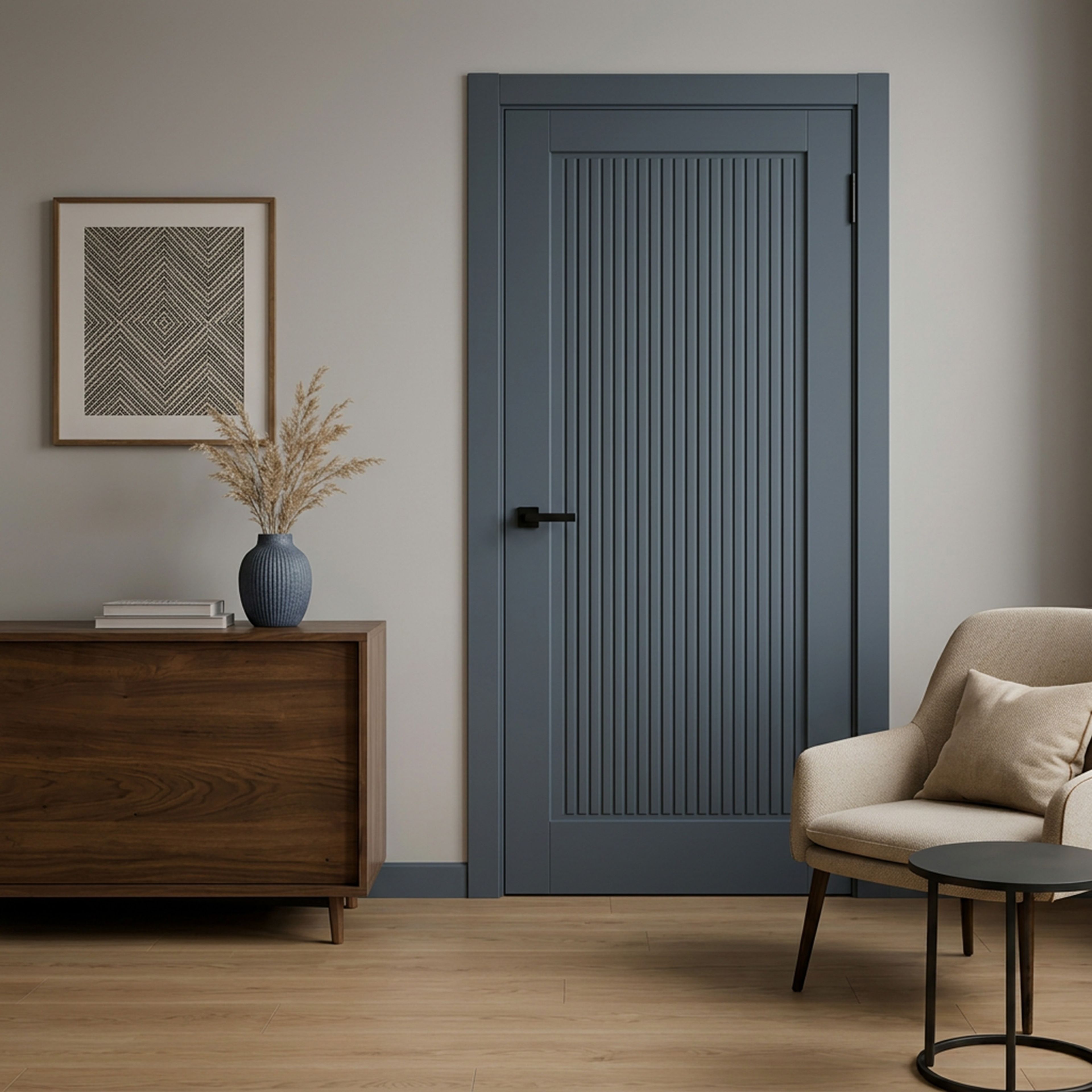 Minimal Bedroom Door Design Matte Finish with Single Swing Door Option