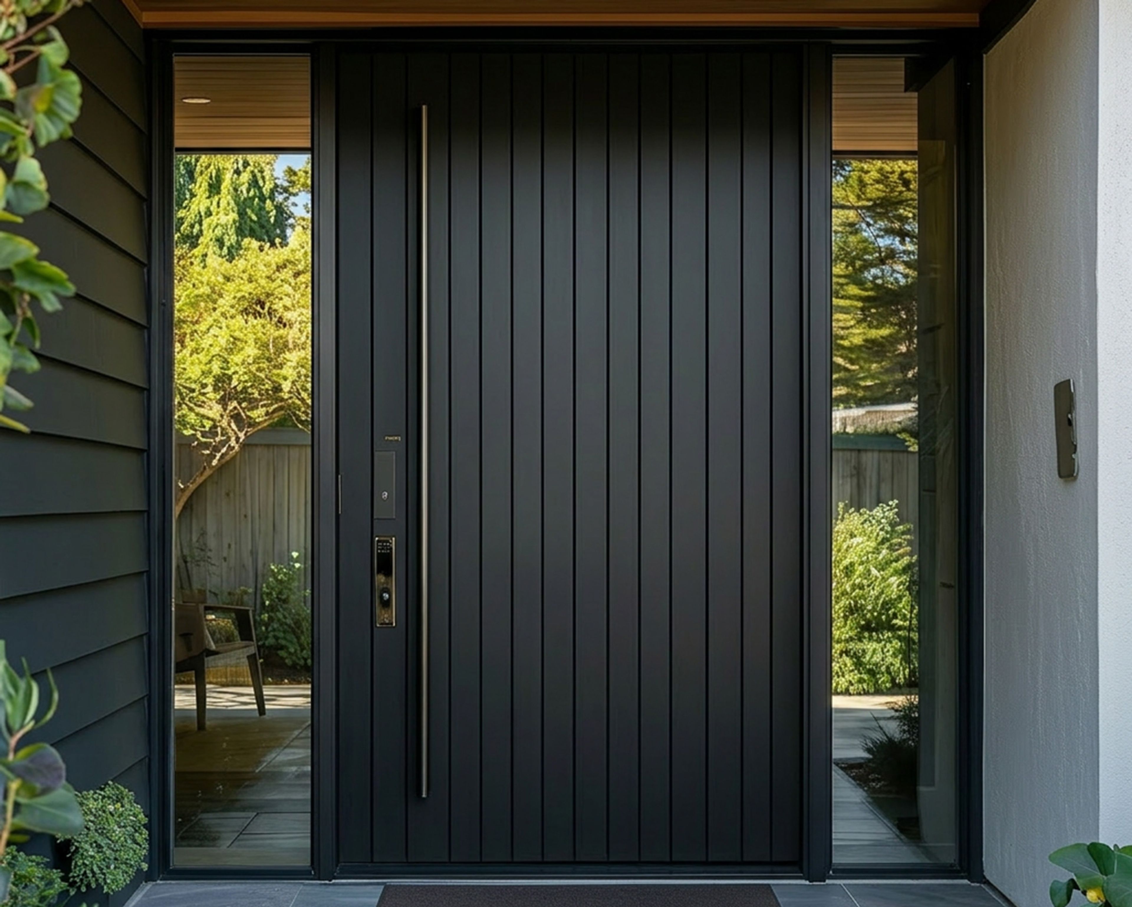 Single Swing Contemporary Door Design with Matte Entrance Door Setup