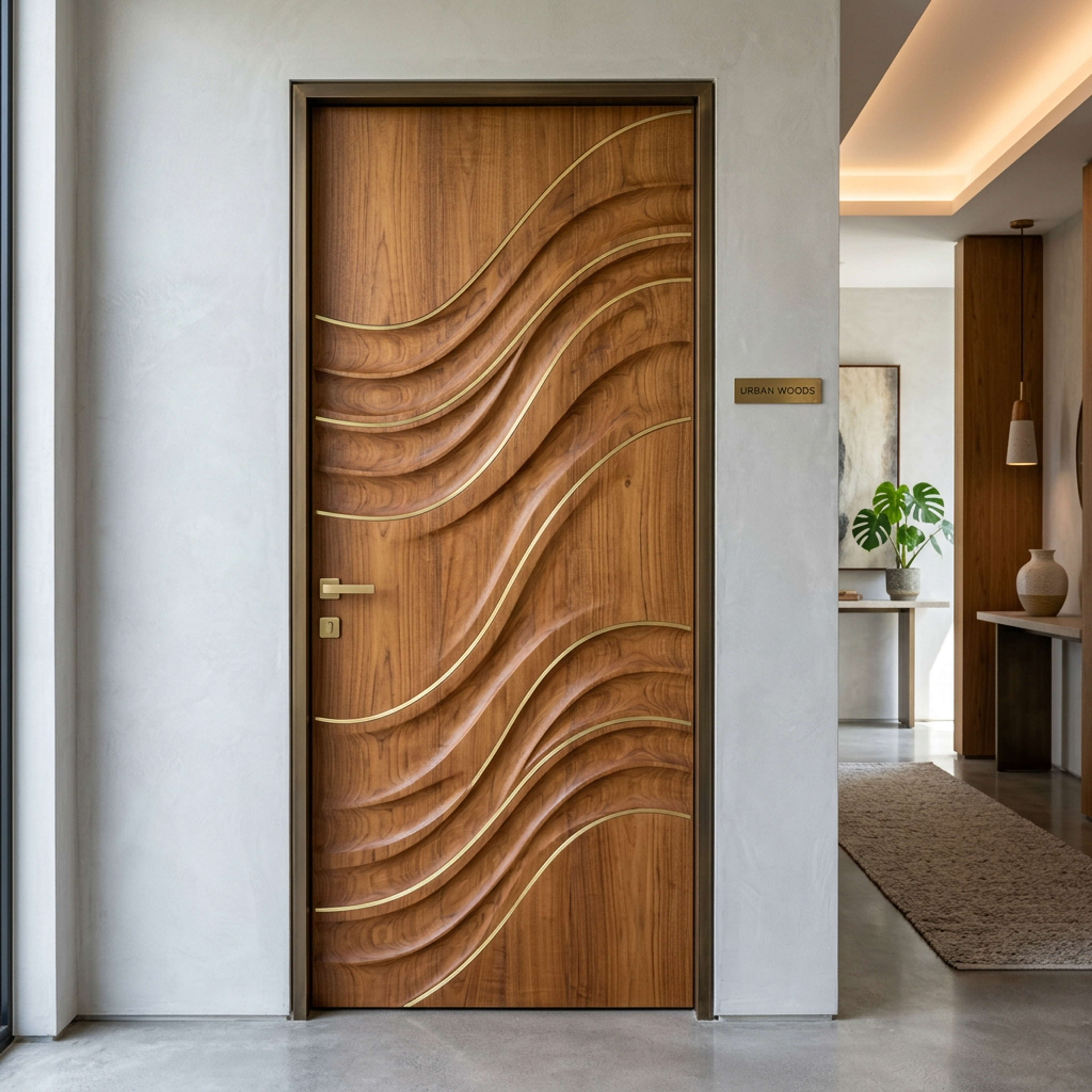 Contemporary Swing Single Entrance Door Design with Matte Finish