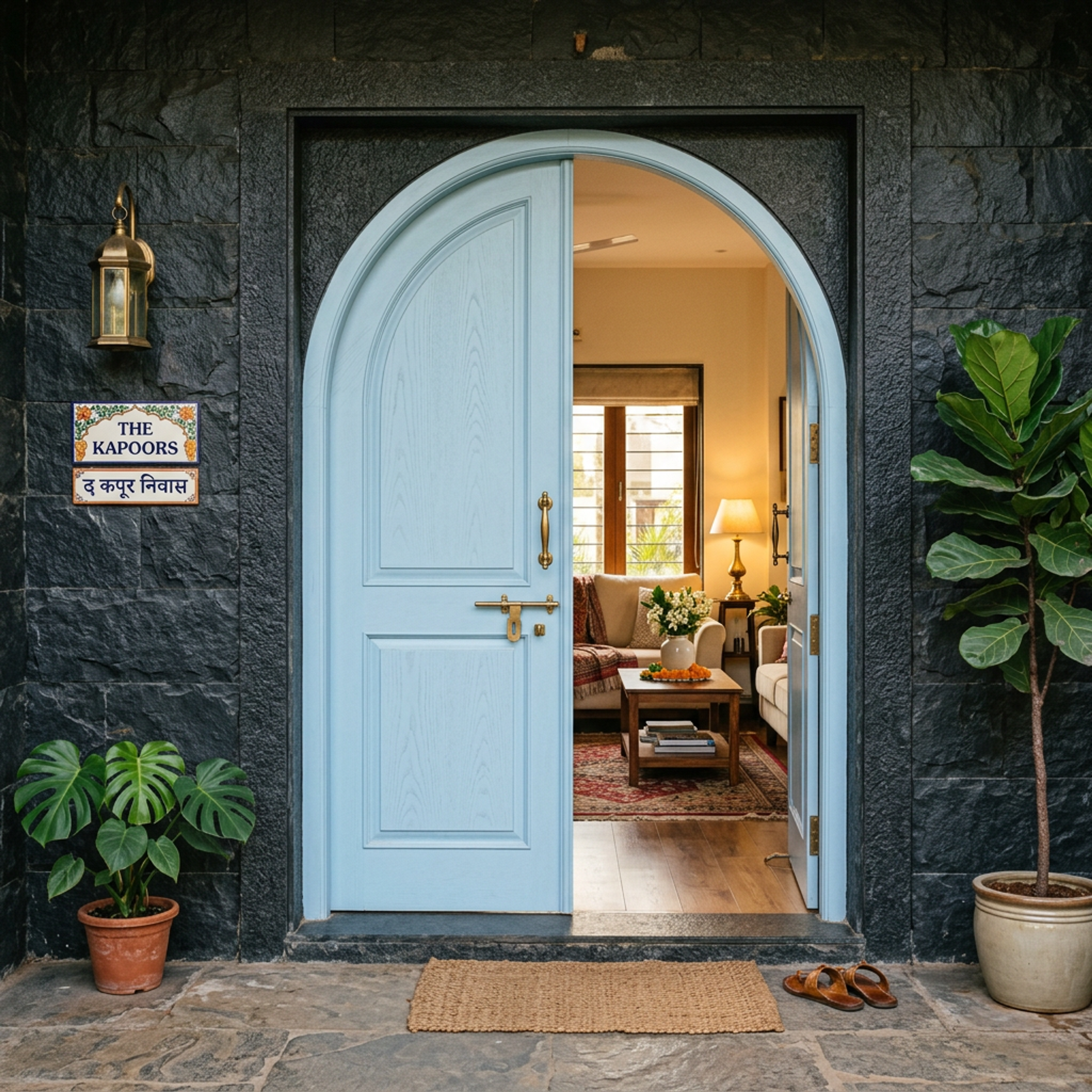 Contemporary Double Door Design with Matte Finish and Wide Opening
