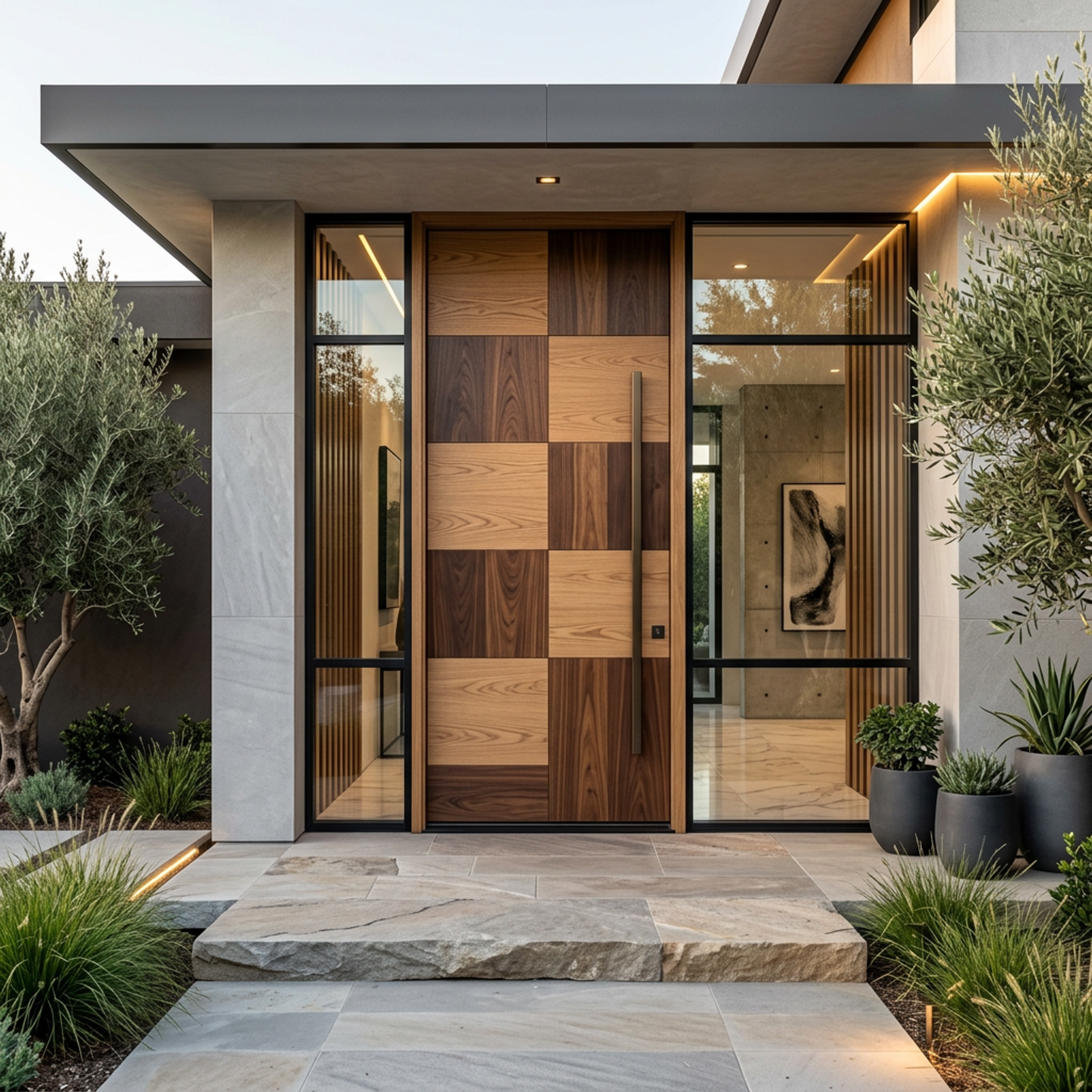 Contemporary Entrance Door Design with Swing Single Matte Finish