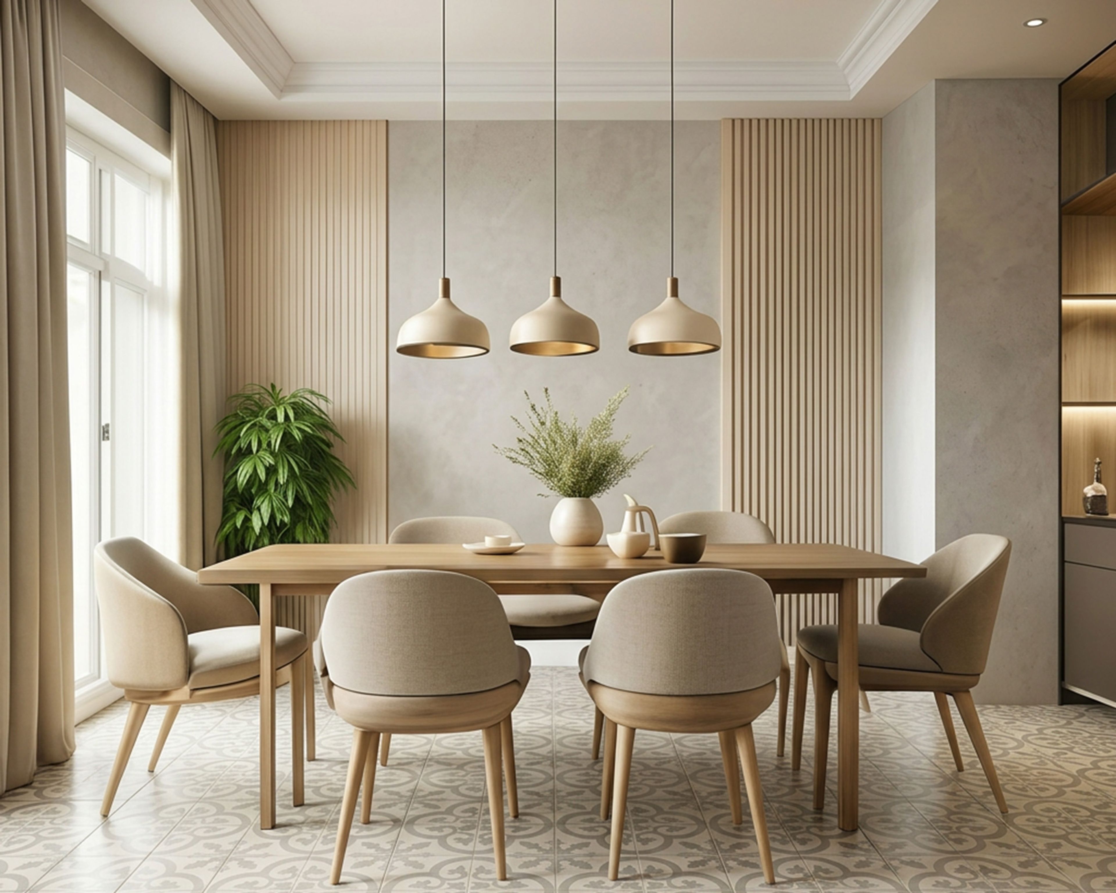 Scandinavian Dining Room Design with Solid Oak Wood Tapered Tables