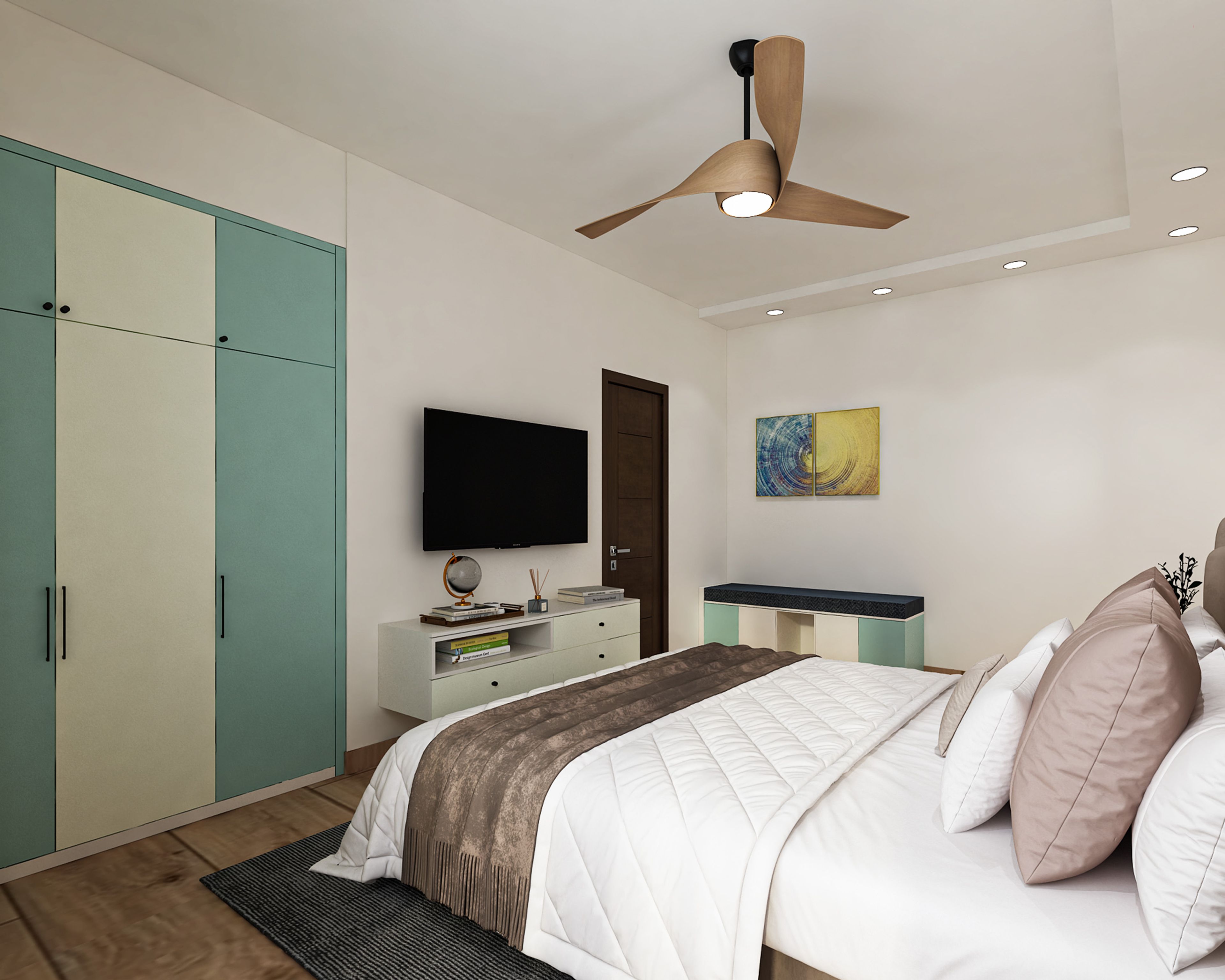 Modern False Ceiling Design with Simple Perimeter Band Gypsum Structure
