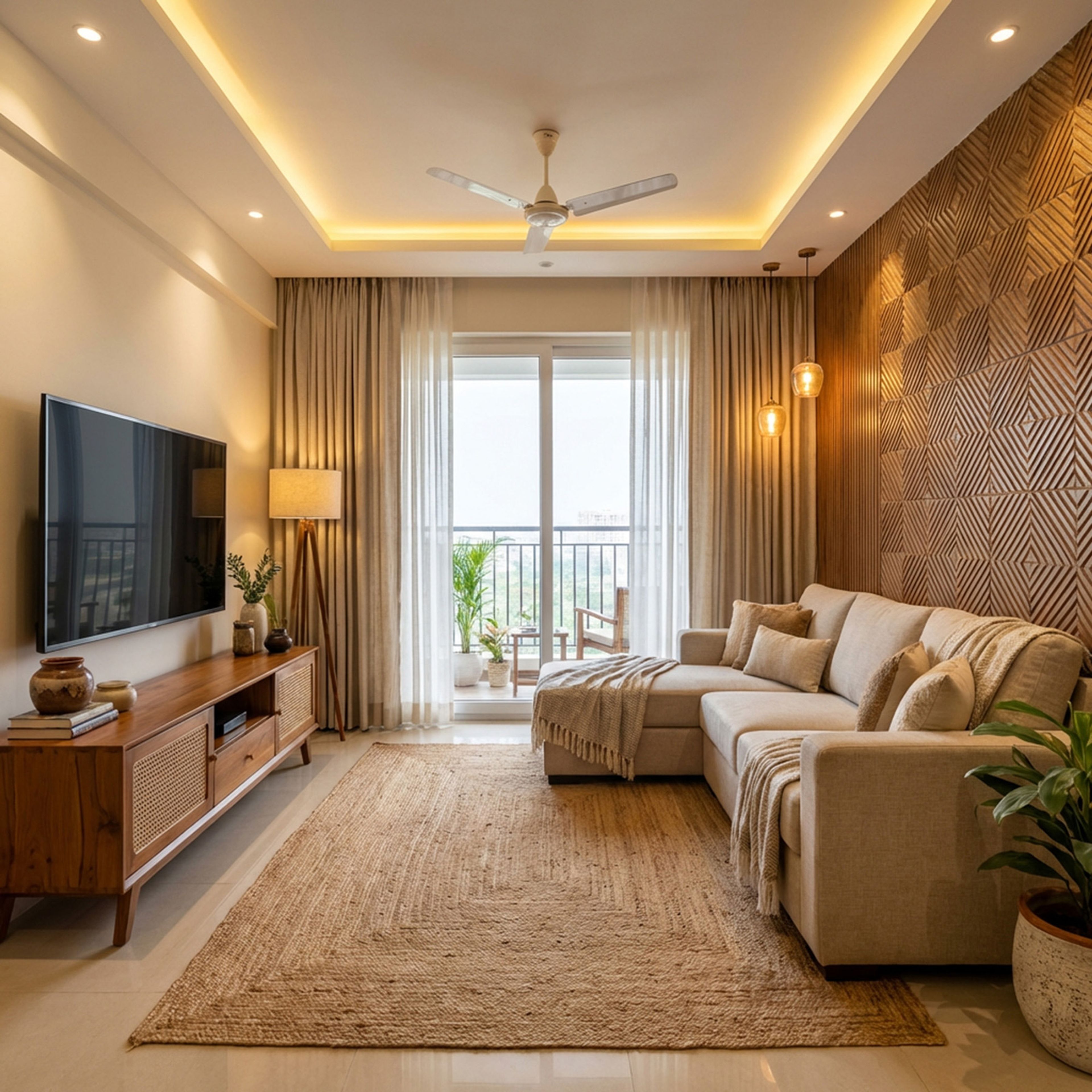 Modern False Ceiling Design with Double Layer Painted Gypsum Structure