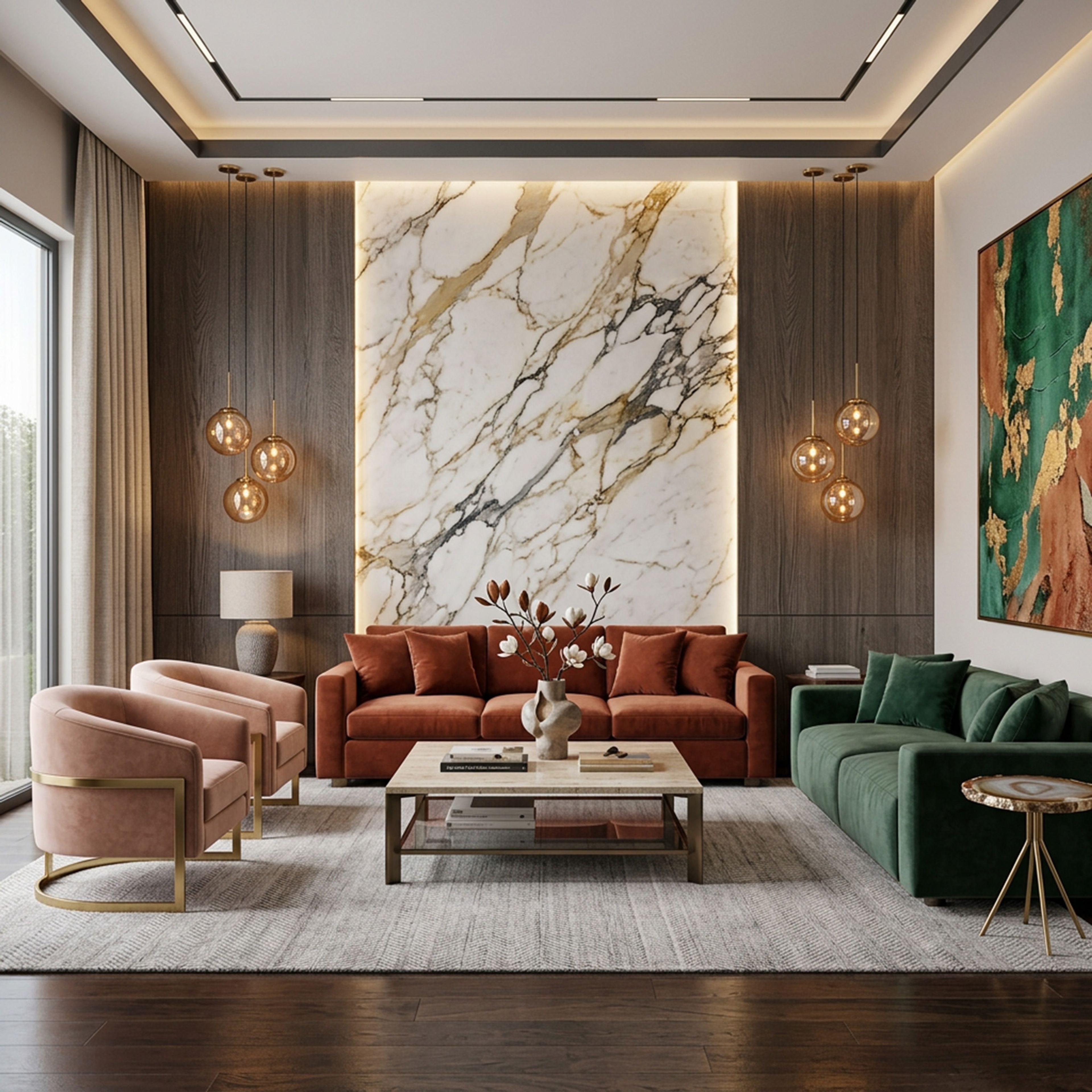 Contemporary False Ceiling Design with Double Layer Painted Gypsum Structure