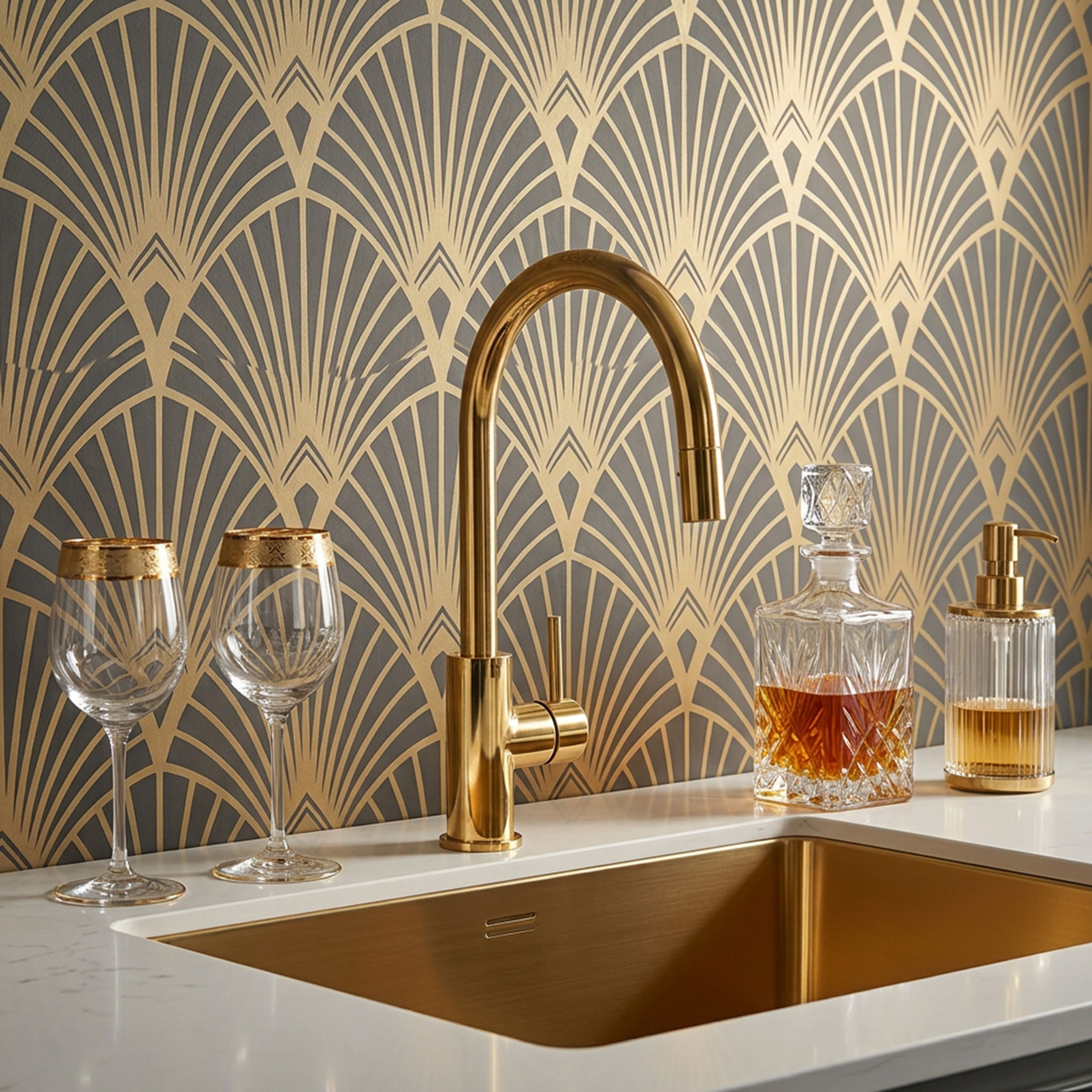 Brass Kitchen Sink Design with Undermount Single Bowl Layout Style