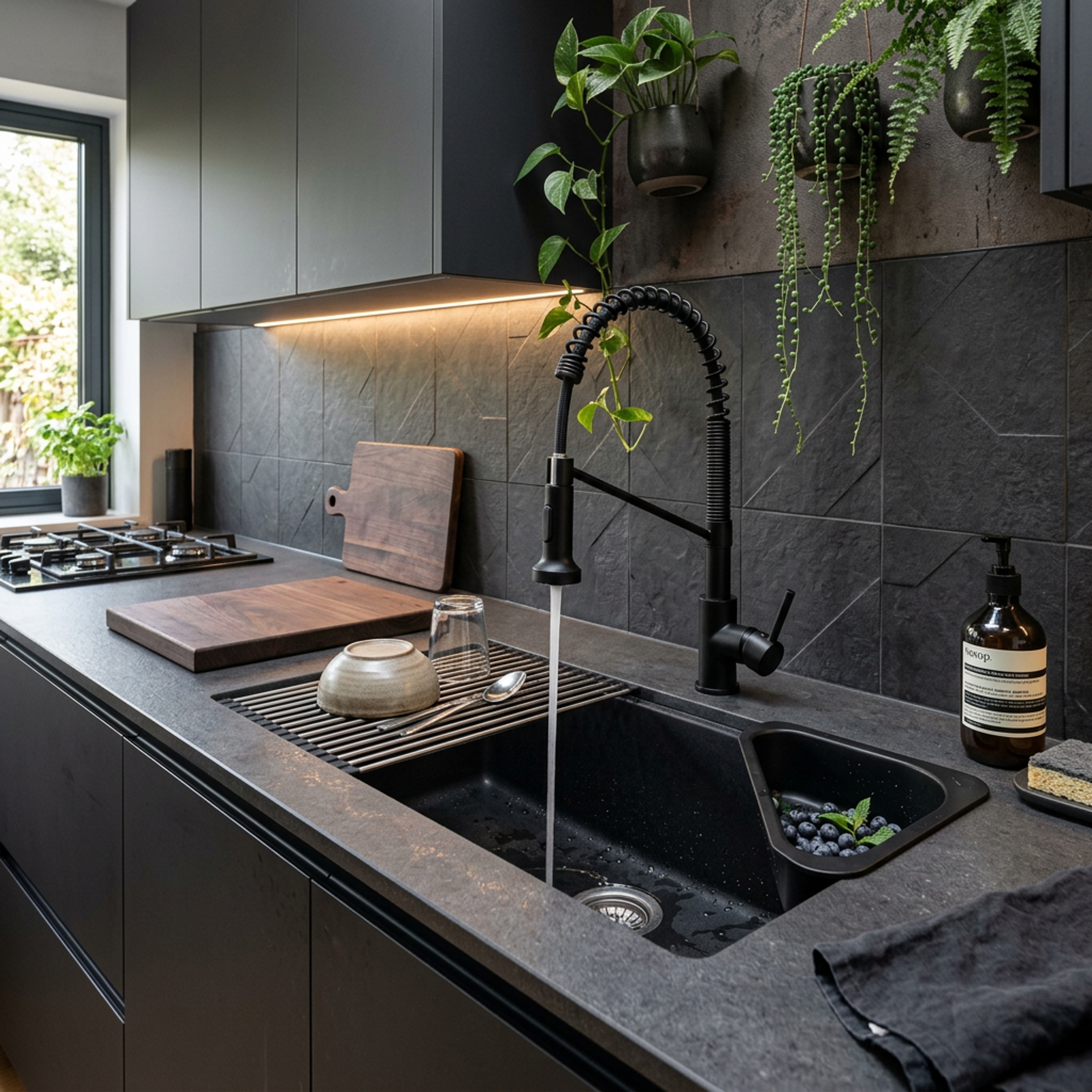 Kitchen Sink Design with Granite Composite Undermount and Drainboard