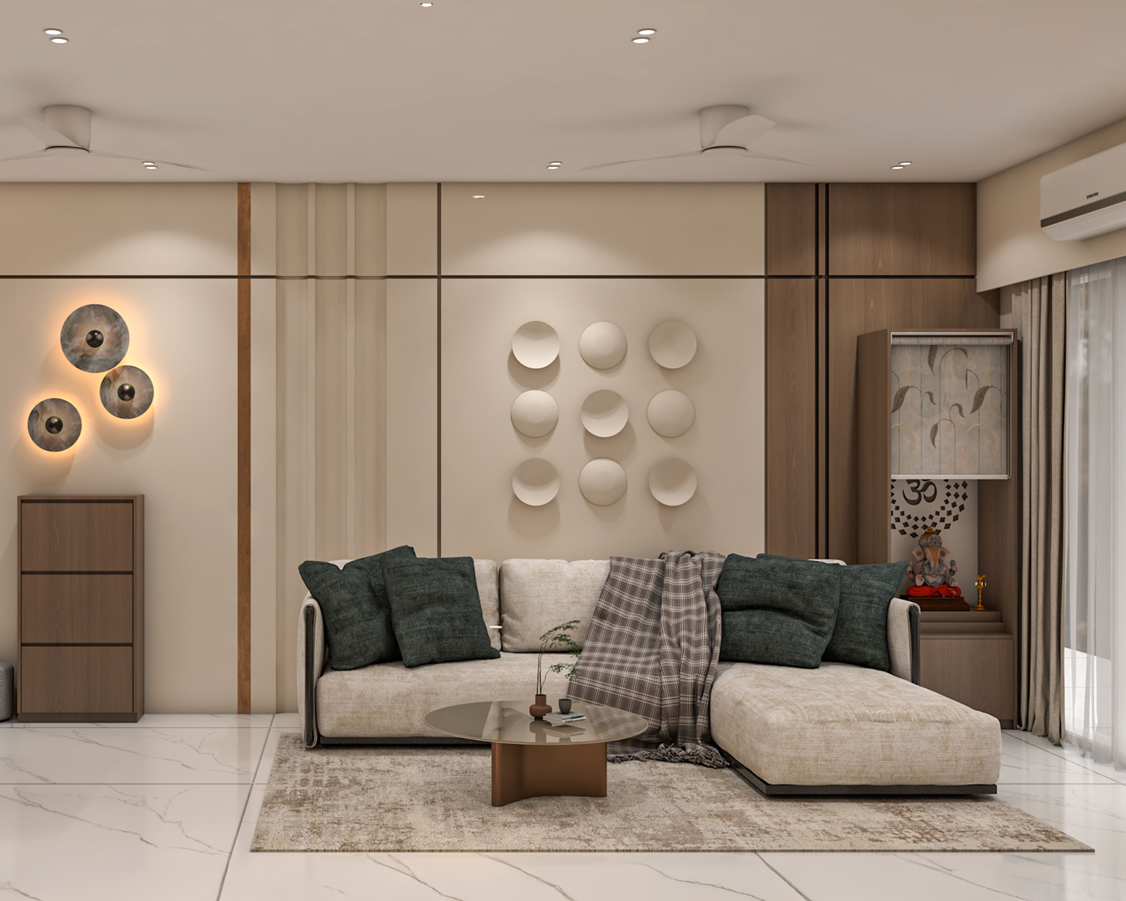Contemporary Wall Paint Design with Warm Beige and Panel Detailing