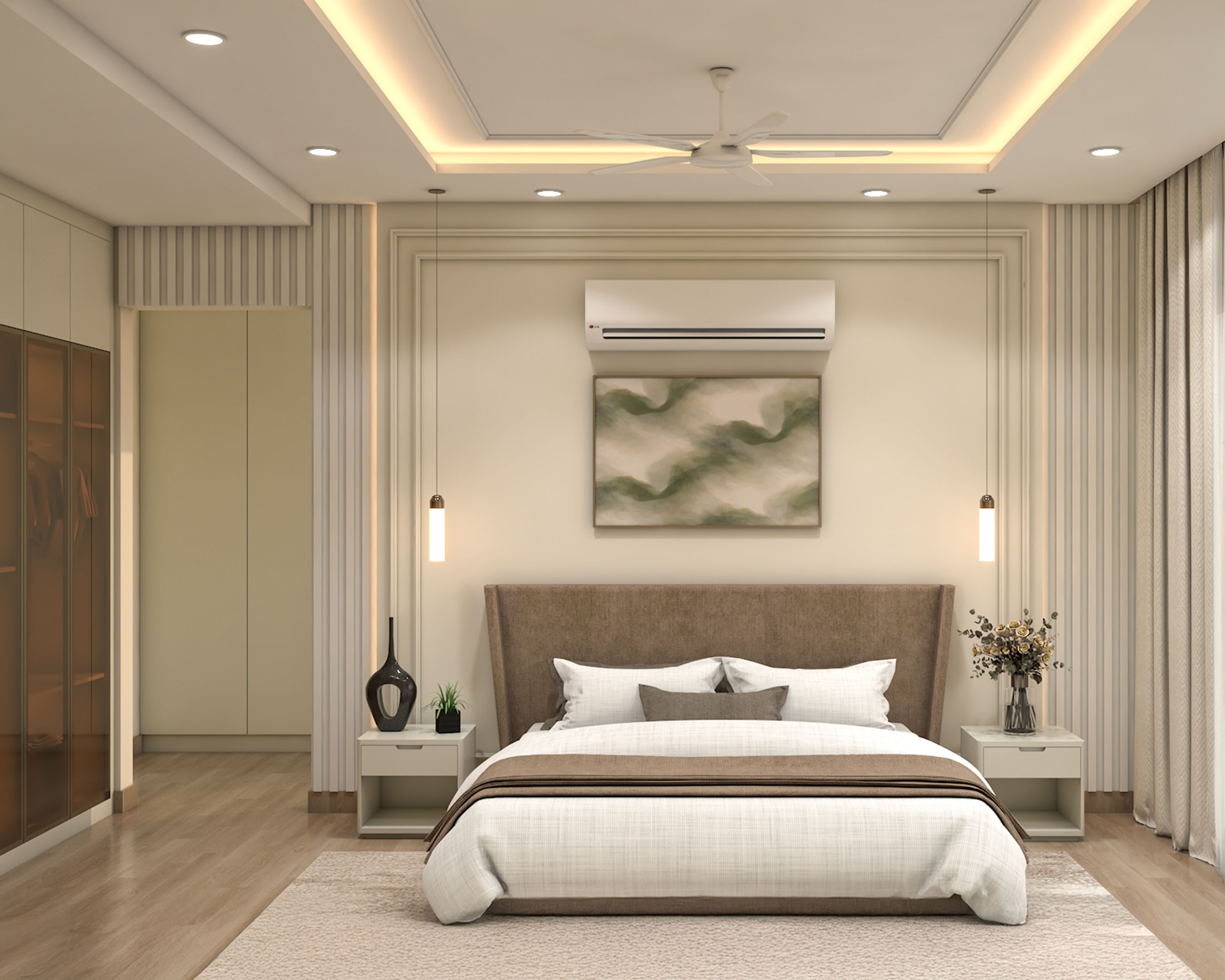 Rectangular Single Layer Contemporary False Ceiling Design with Paint Finish