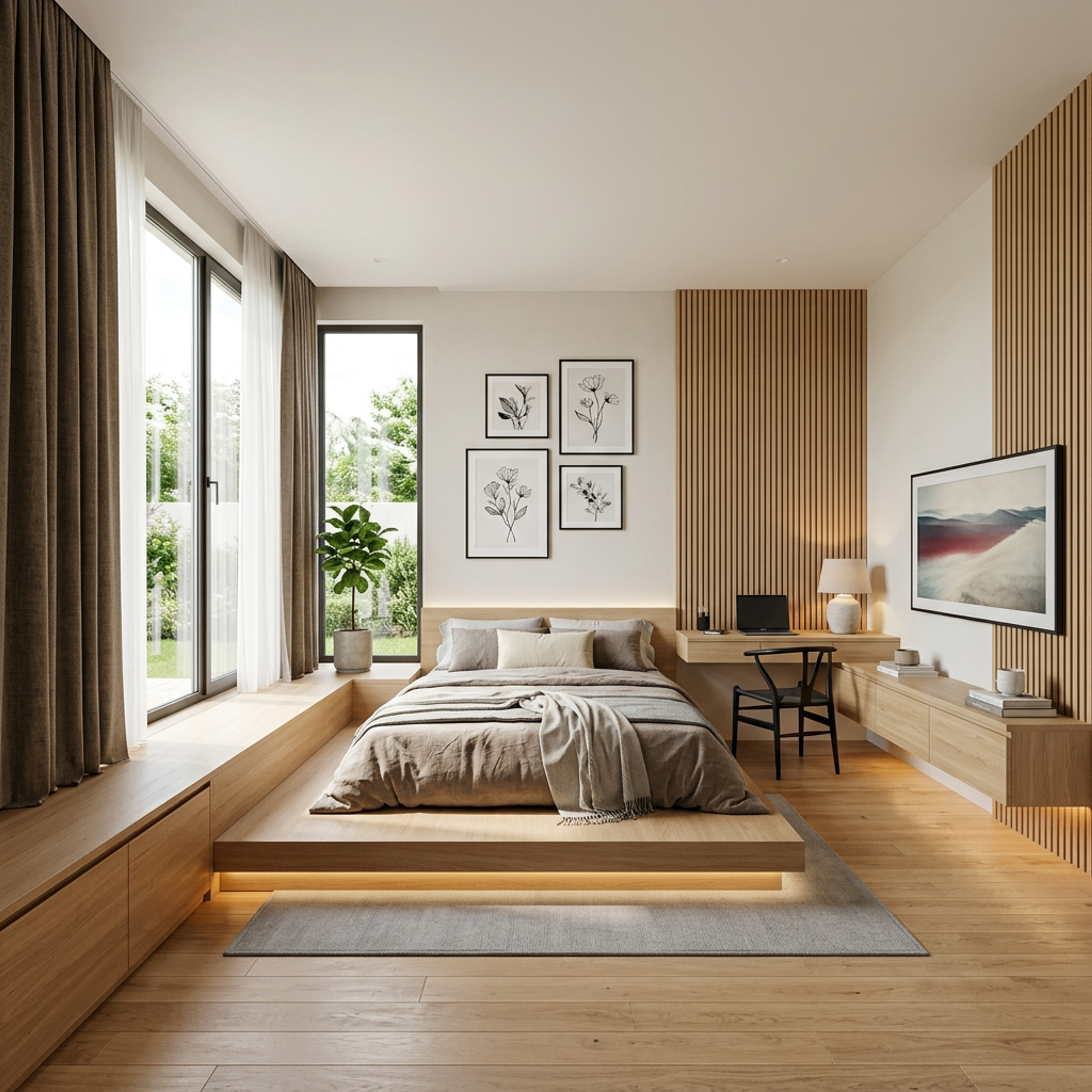 Space Saving Design Featuring Integrated Storage for Bedroom Design