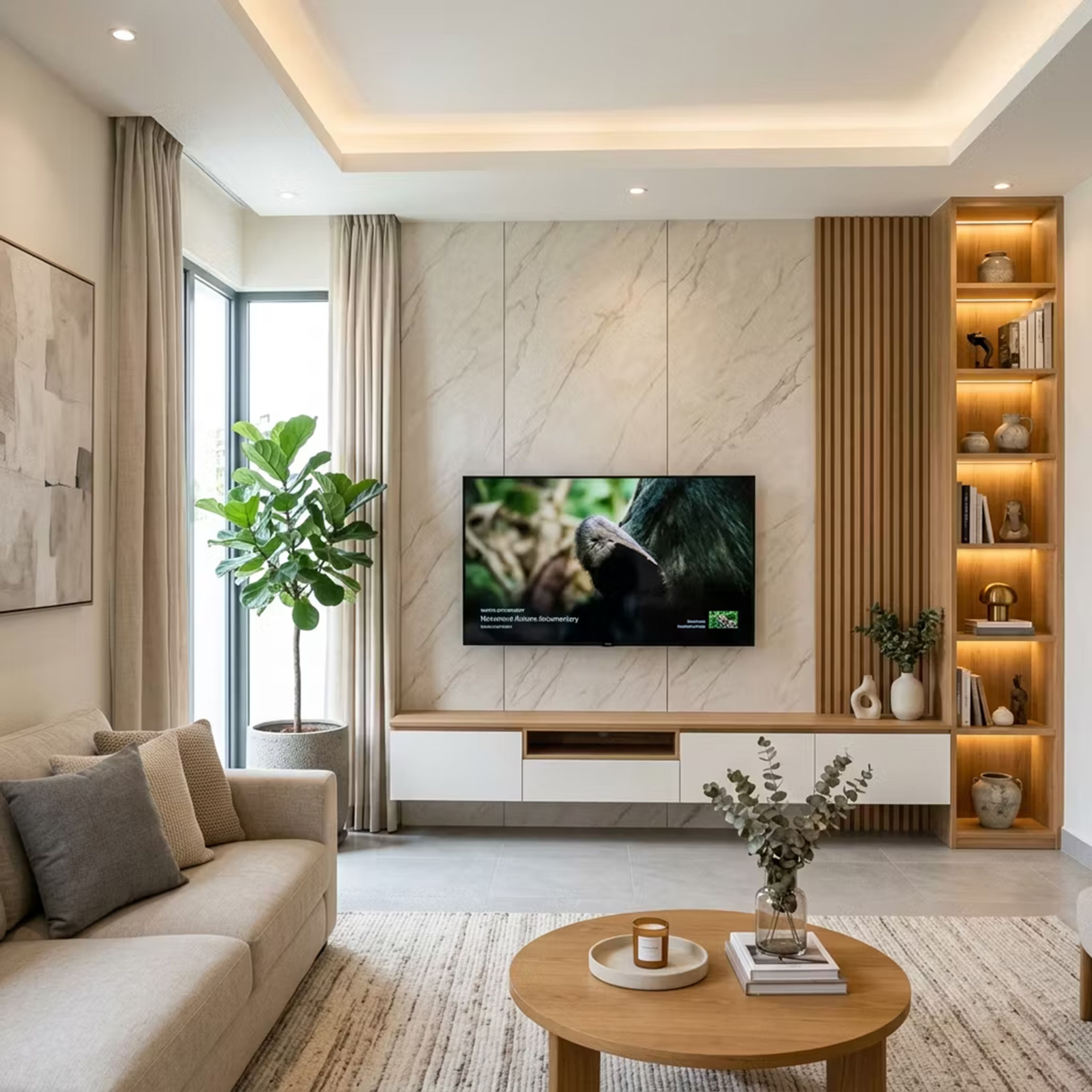 Contemporary Single Layer Gypsum False Ceiling Design with Paint Finish
