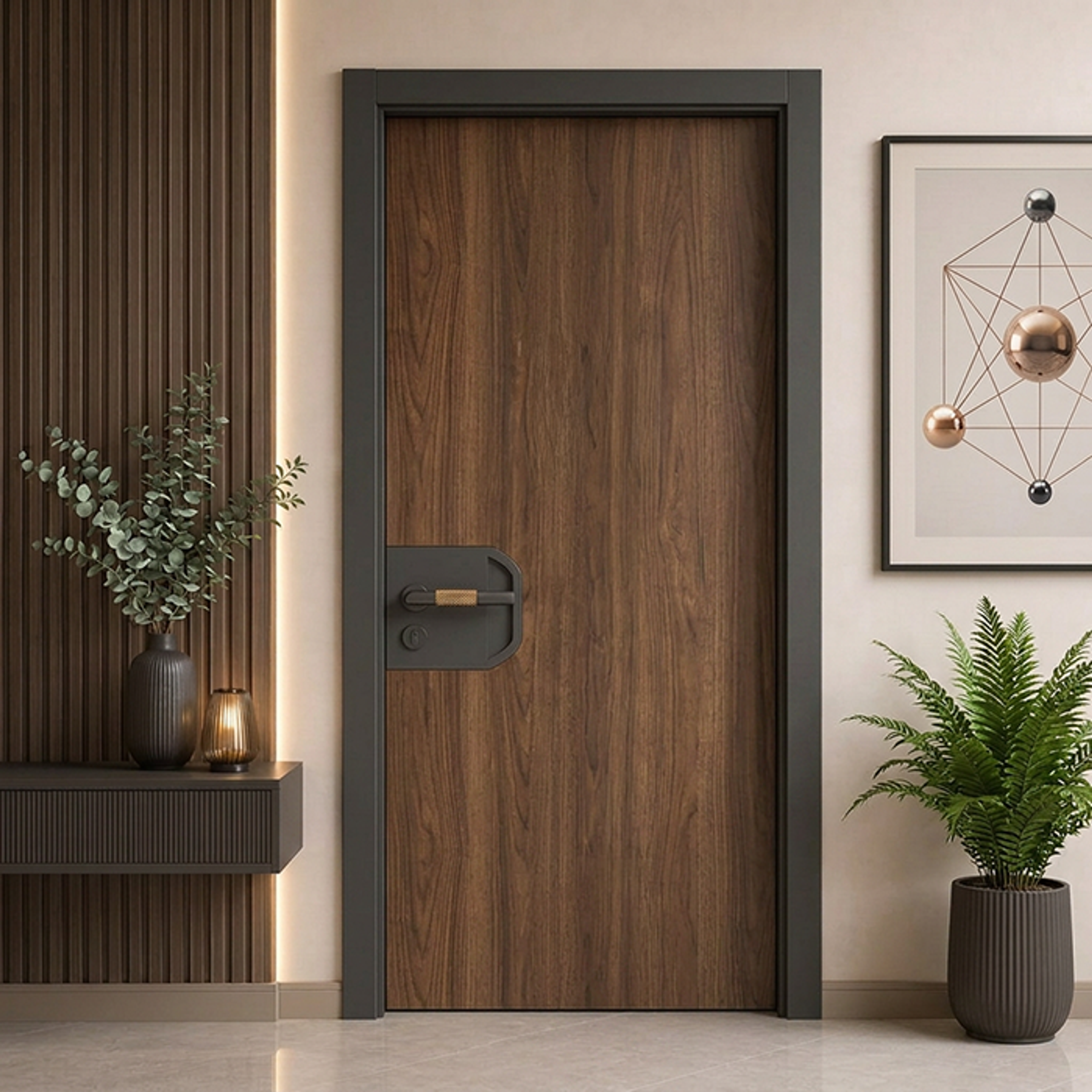 Contemporary Swing Single Entrance Door Design with Sleek Matte Finish