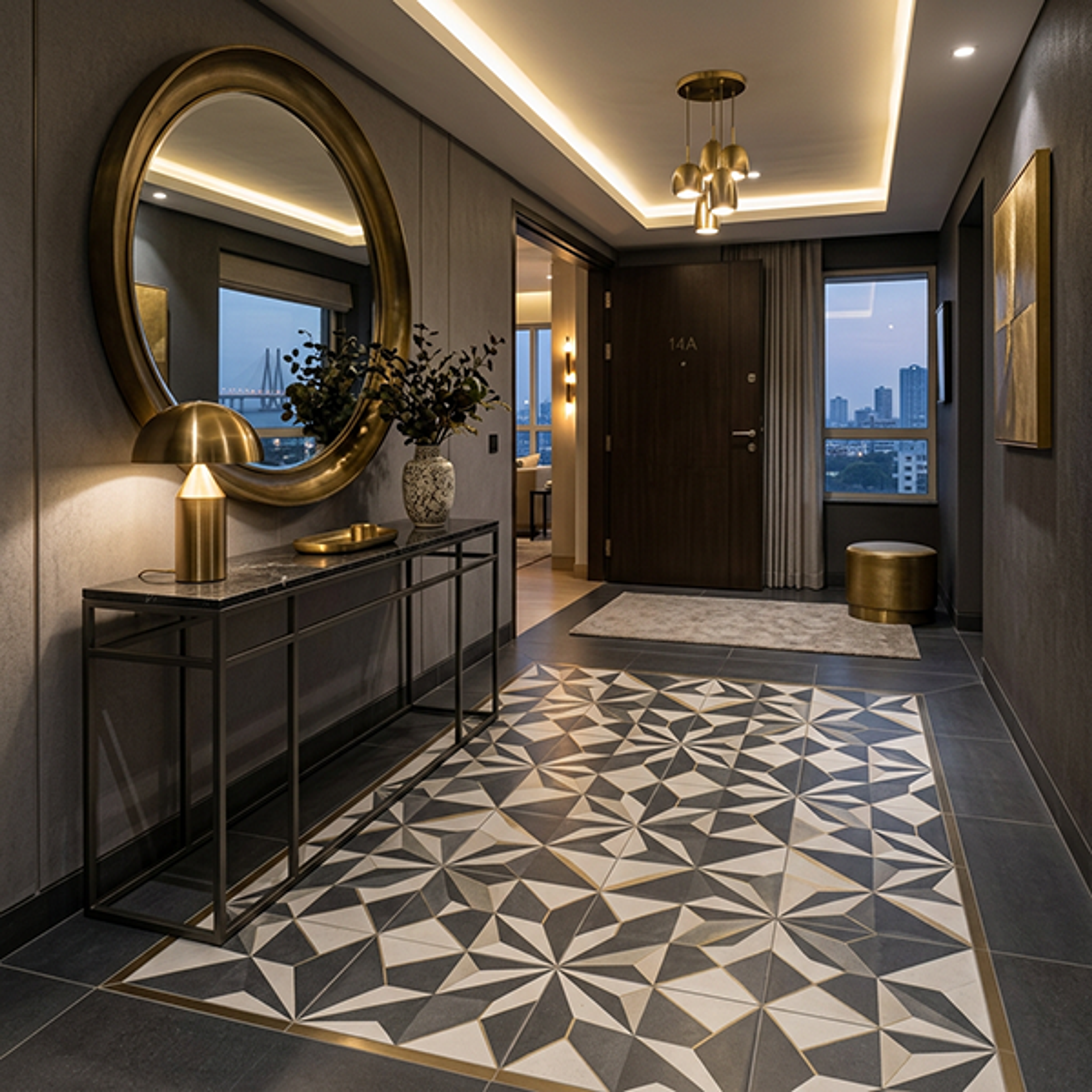 Single Layer Gypsum False Ceiling Design with Cove Lighting and Cluster Pendant Light
