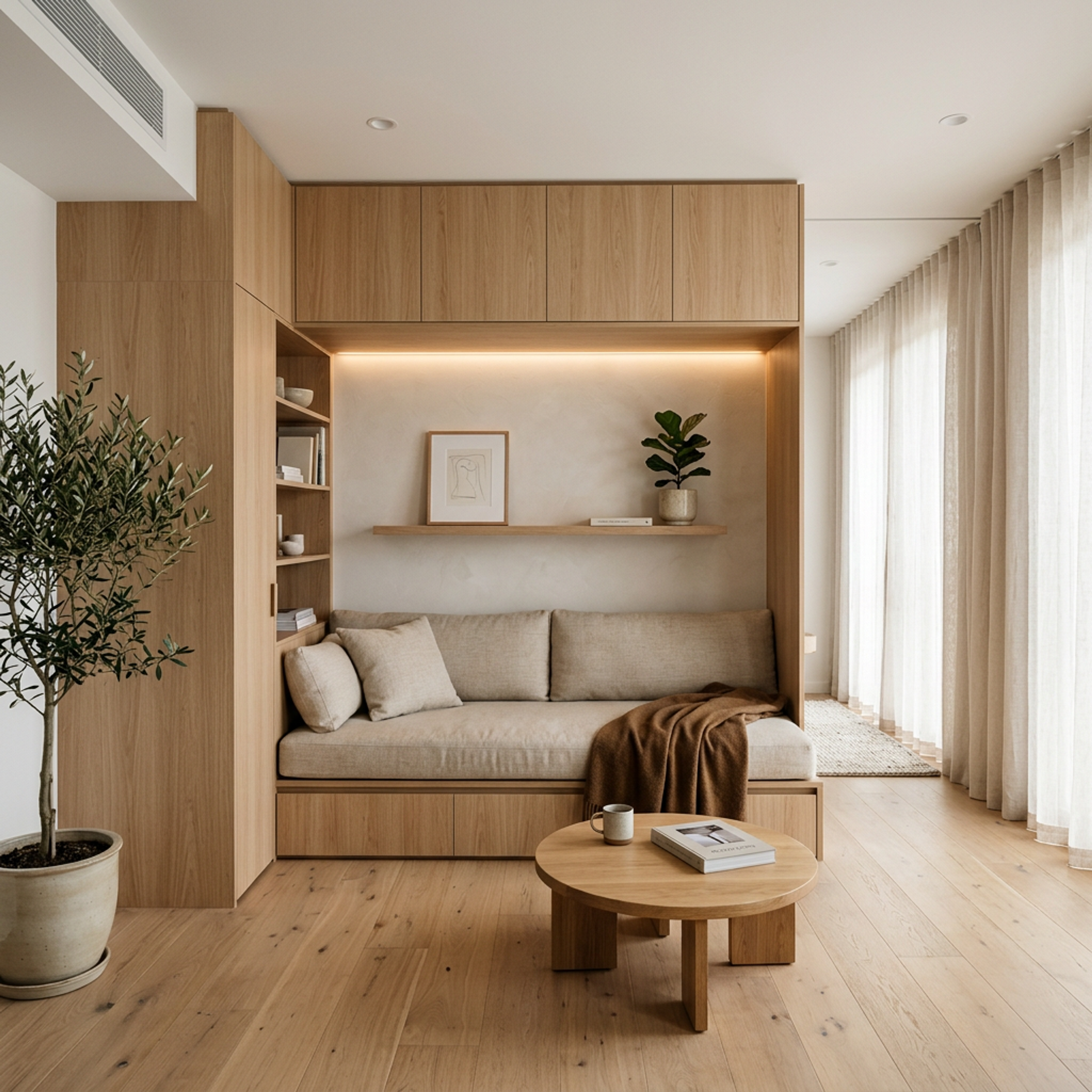 Modern Daybed Platform Space Saving Design With Pull-Out Drawers