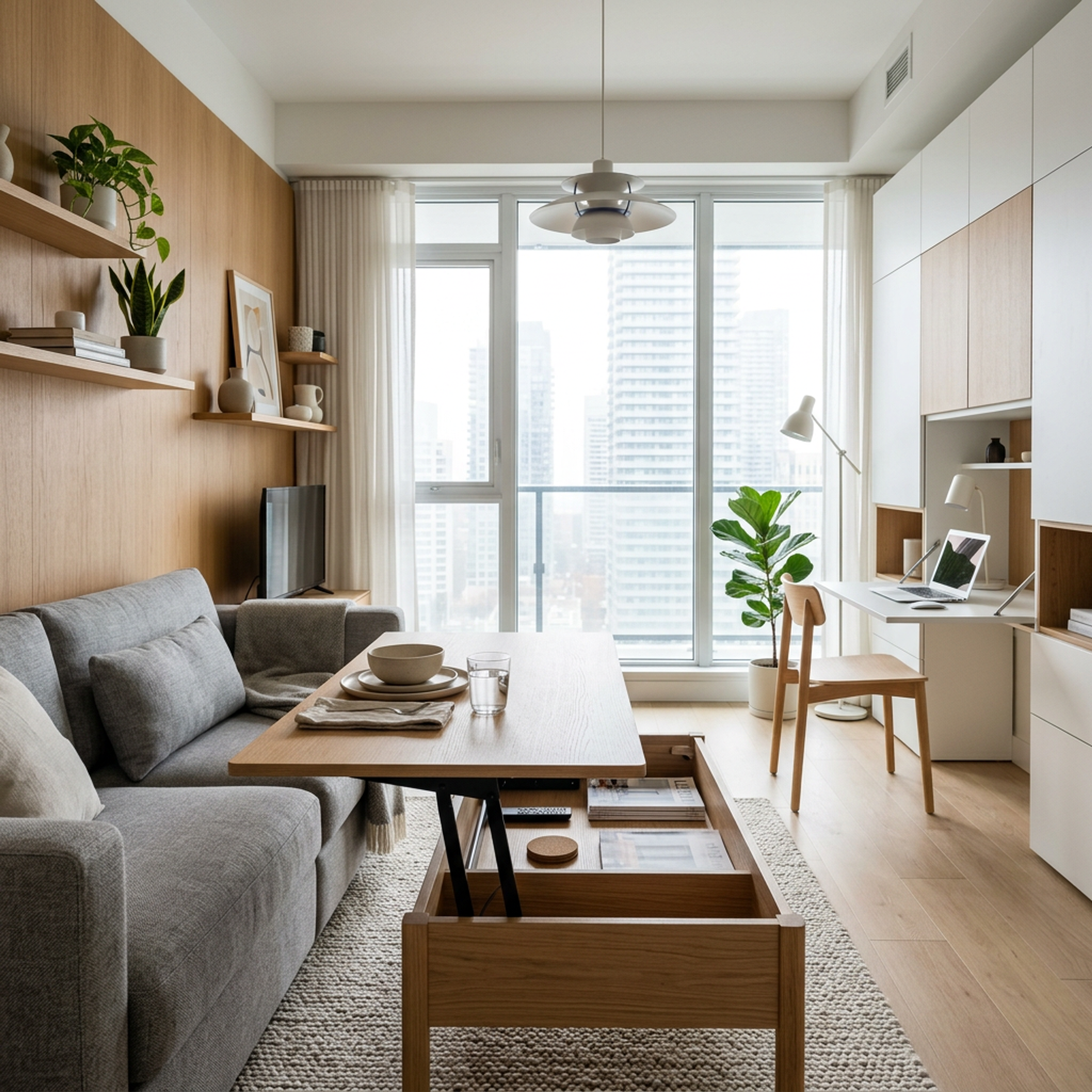 Scandinavian Space Saving Design With Lift-Top Coffee Table