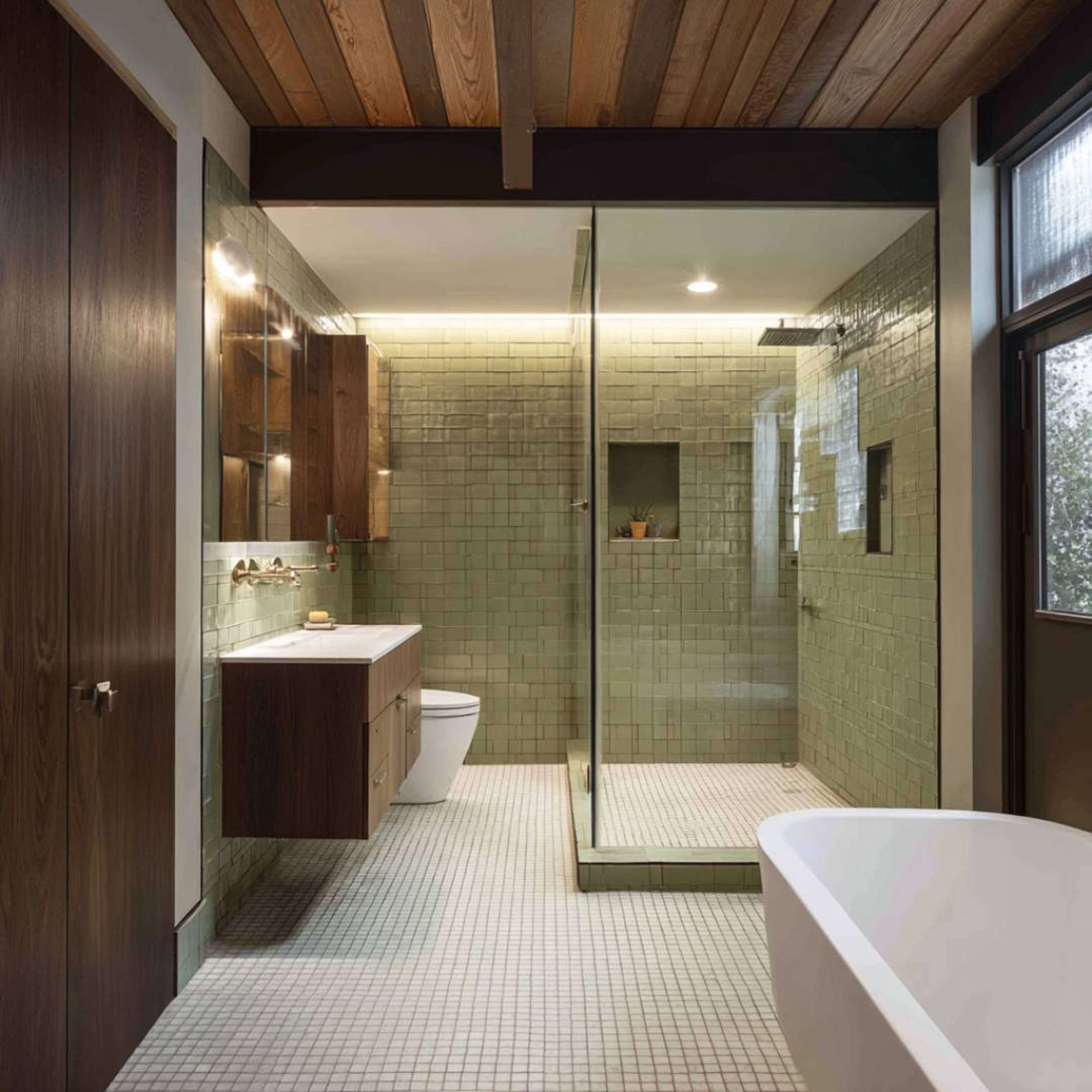 Contemporary Wood Gypsum Single Layer False Ceiling Design with Cove Lighting