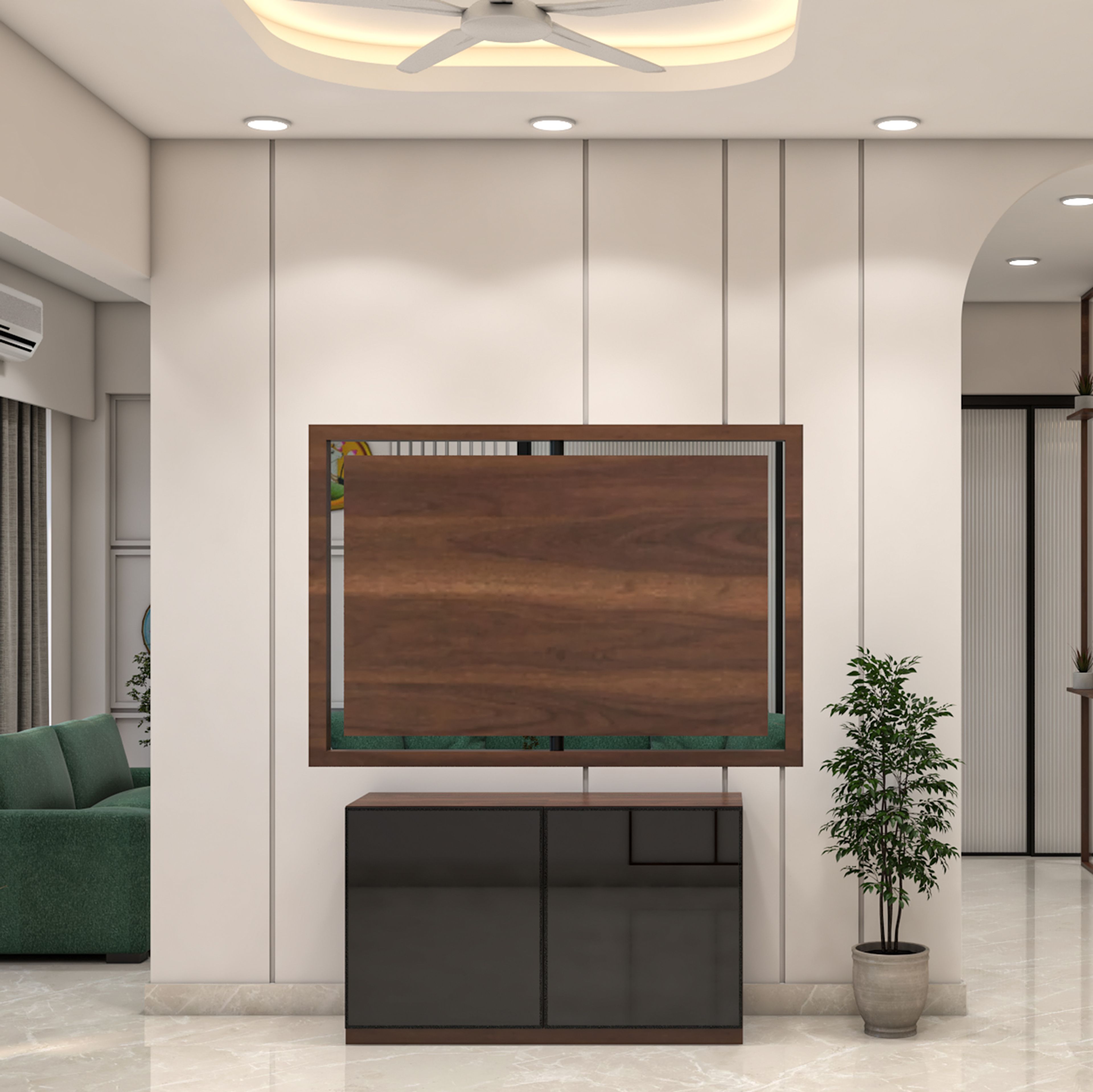 Contemporary Black Crockery Unit Design with Push Open Storage