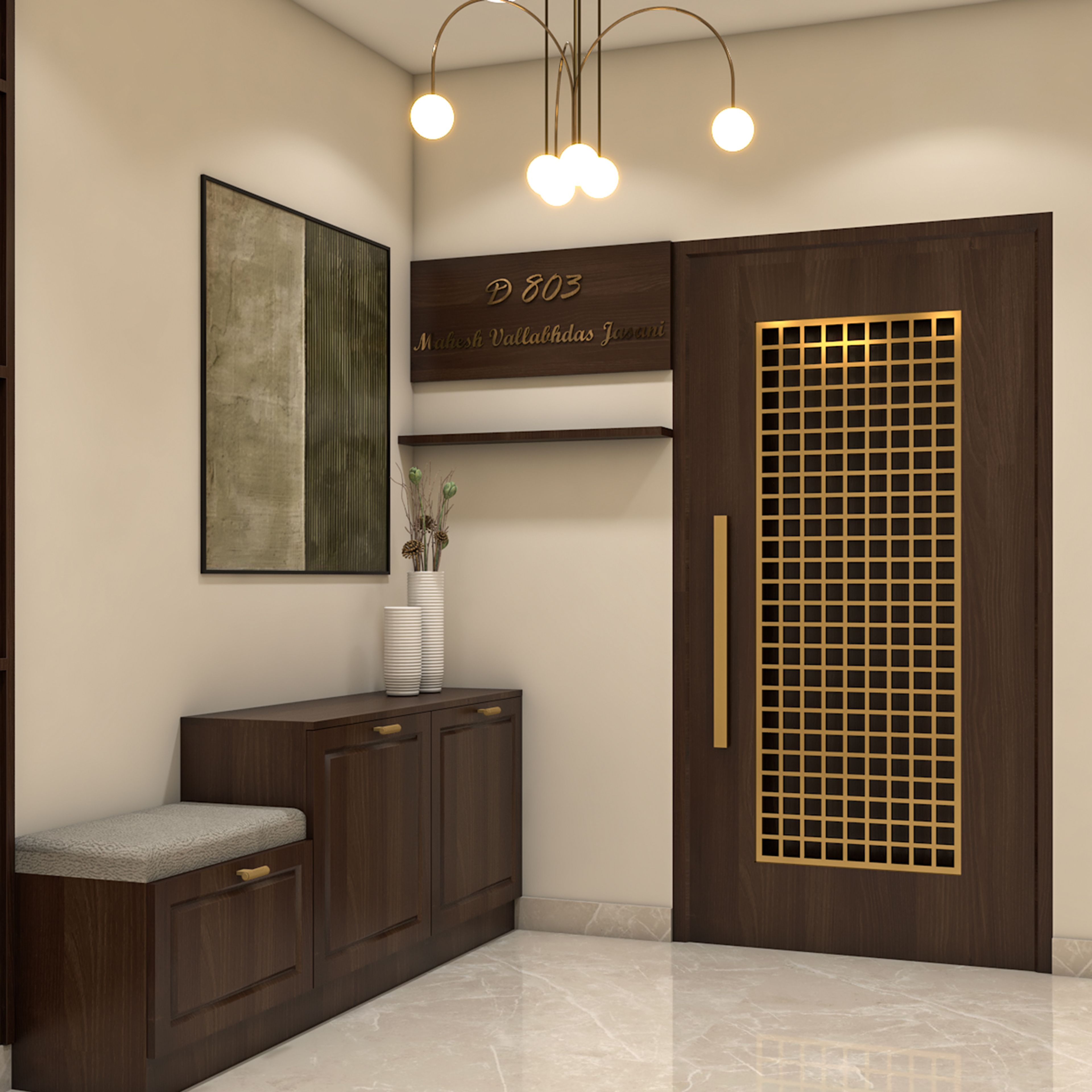 Transitional Entrance Swing Single Door Design in Matte Finish