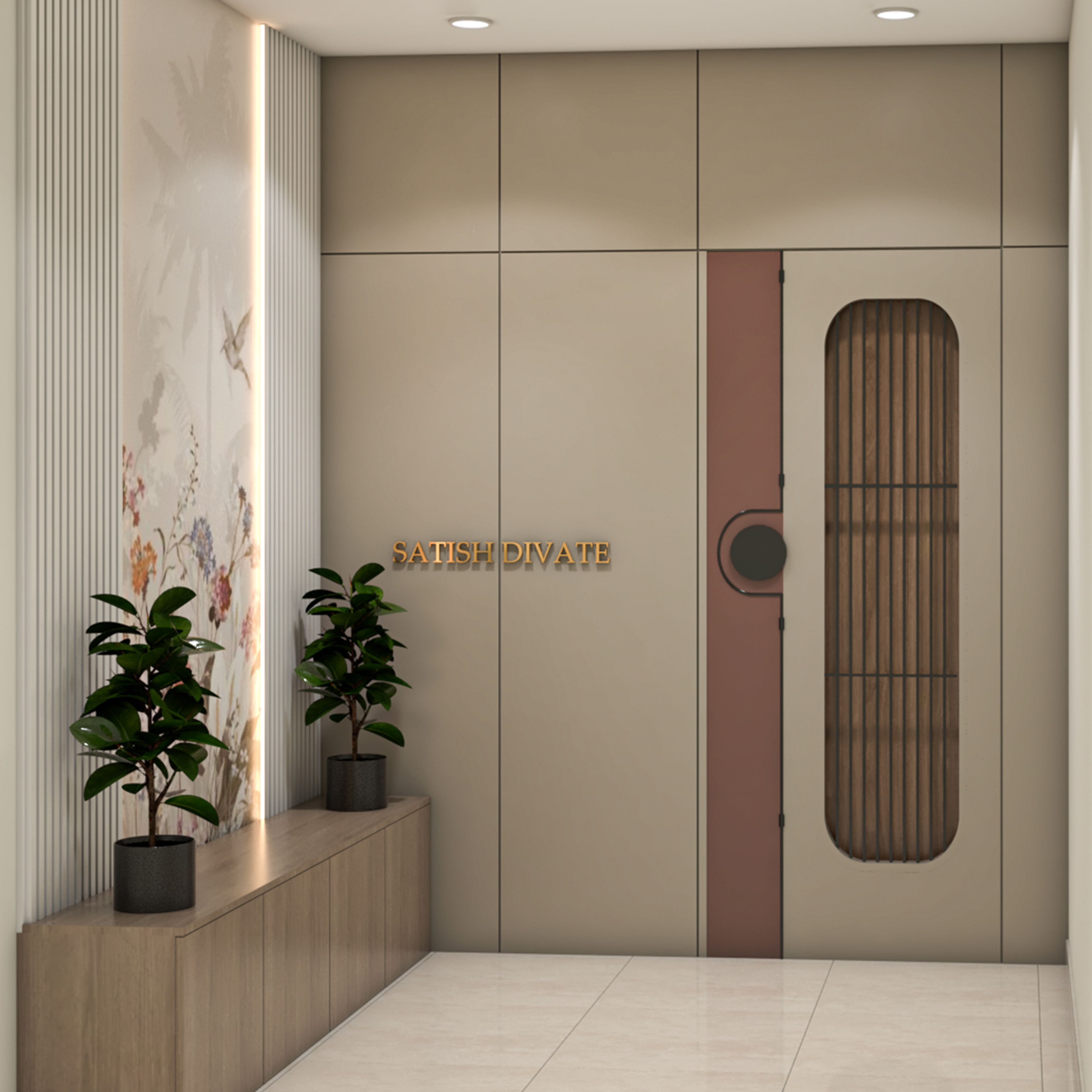 Contemporary Entrance Door Design with Swing Single Door Matte Finish