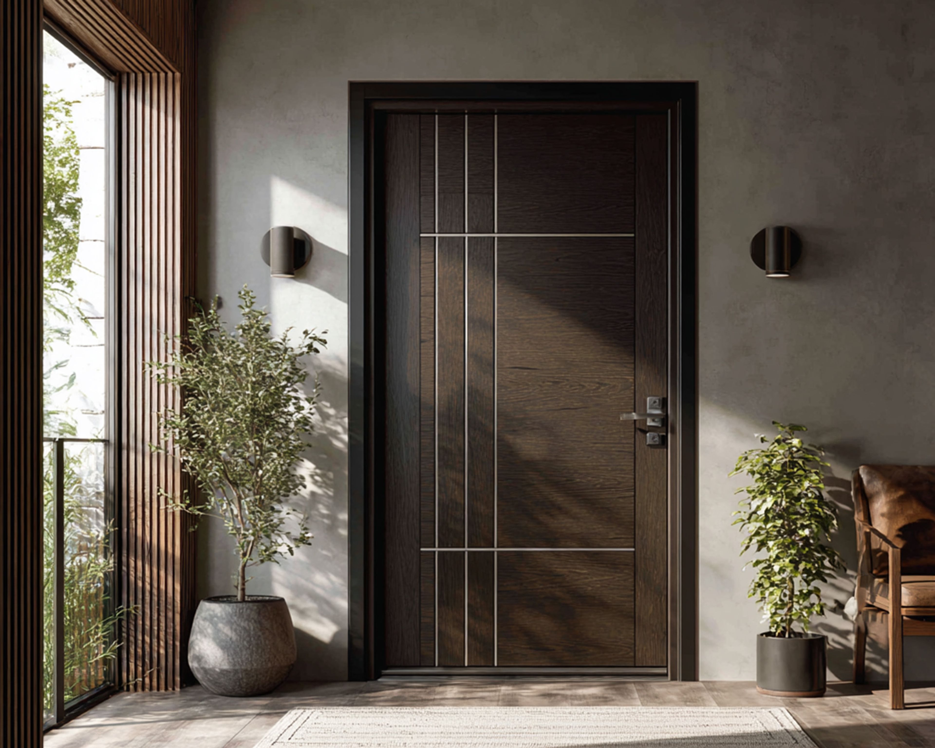 Swing Single Panel Contemporary Entrance Door Design with Matte Profile