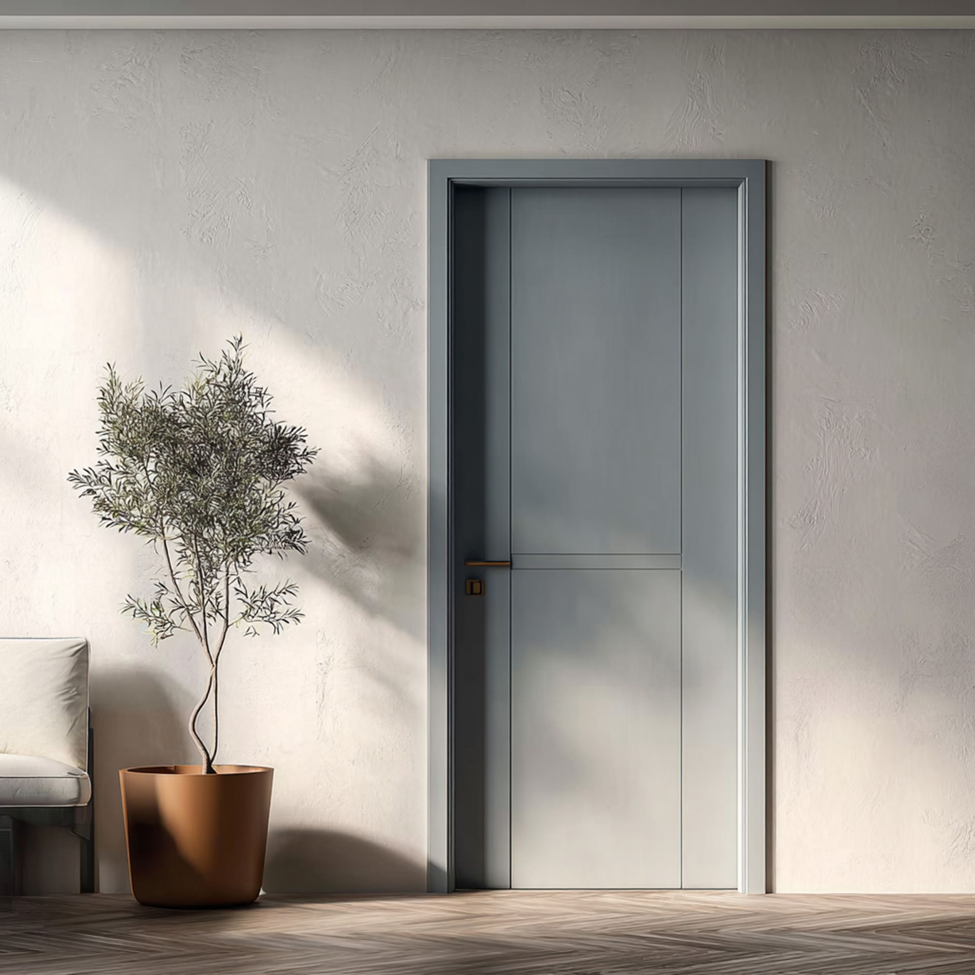 Minimal Bedroom Swing Single Panel Door Design with Matte Finish