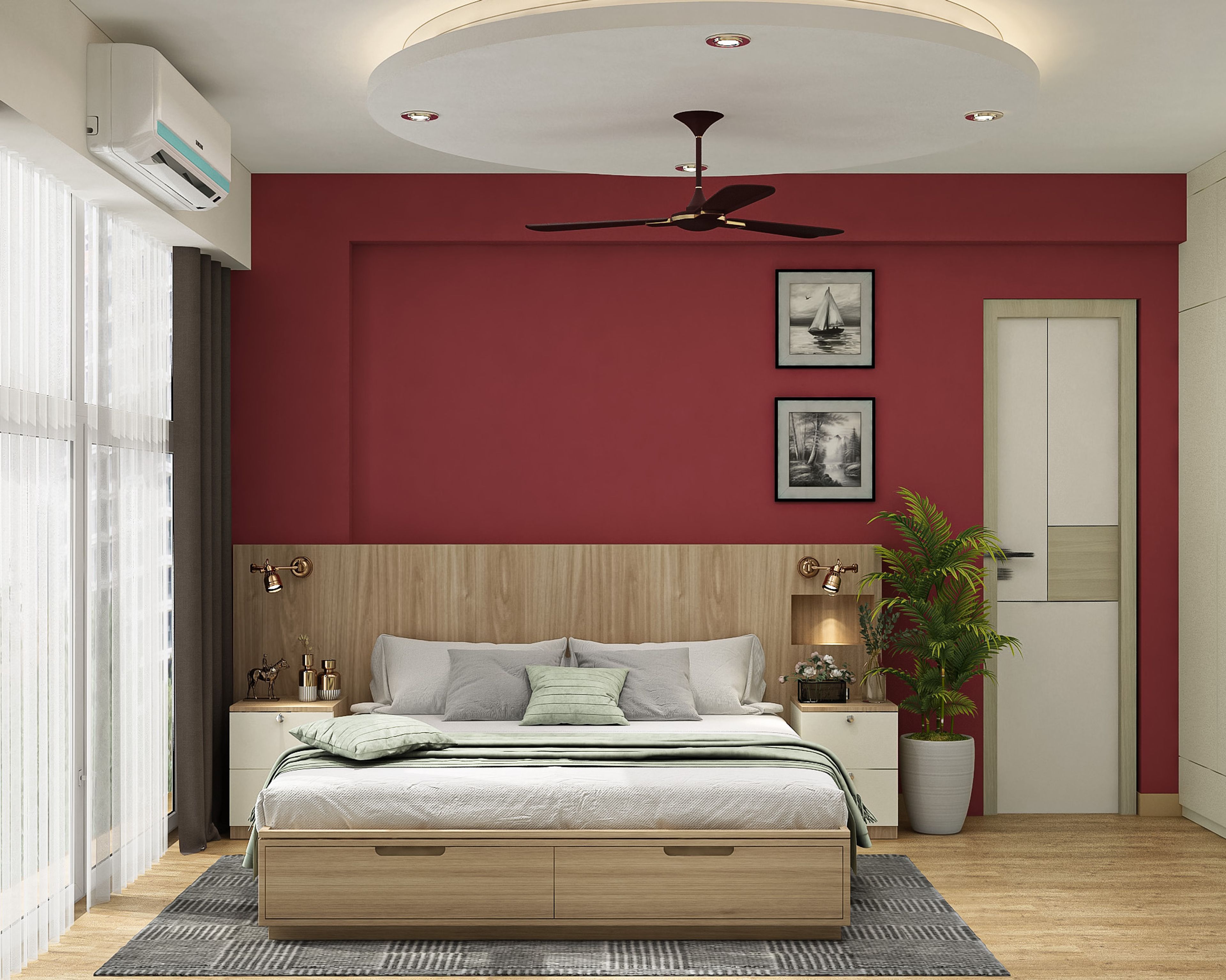 Modern Circular Double Layer Gypsum False Ceiling Design with Paint Finish