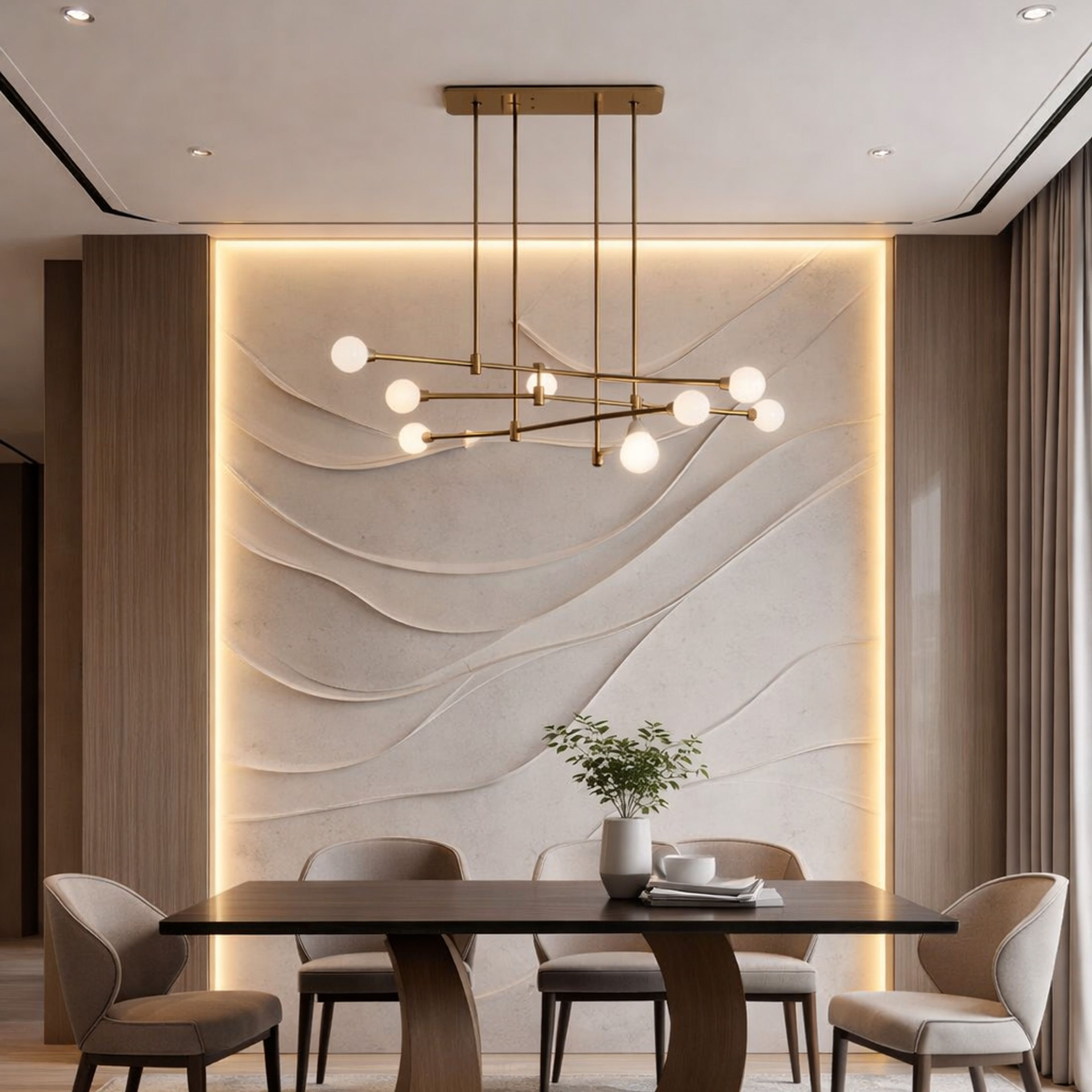 Modern Single Layer False Ceiling Design with Rectangular Gypsum Layout